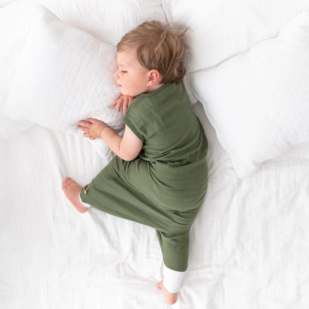 Schlummersack Kinderschlafsack, Musselin Schlafsack OEKO-TEX Tog 0.5 zertifiziert mit Olive Füßen