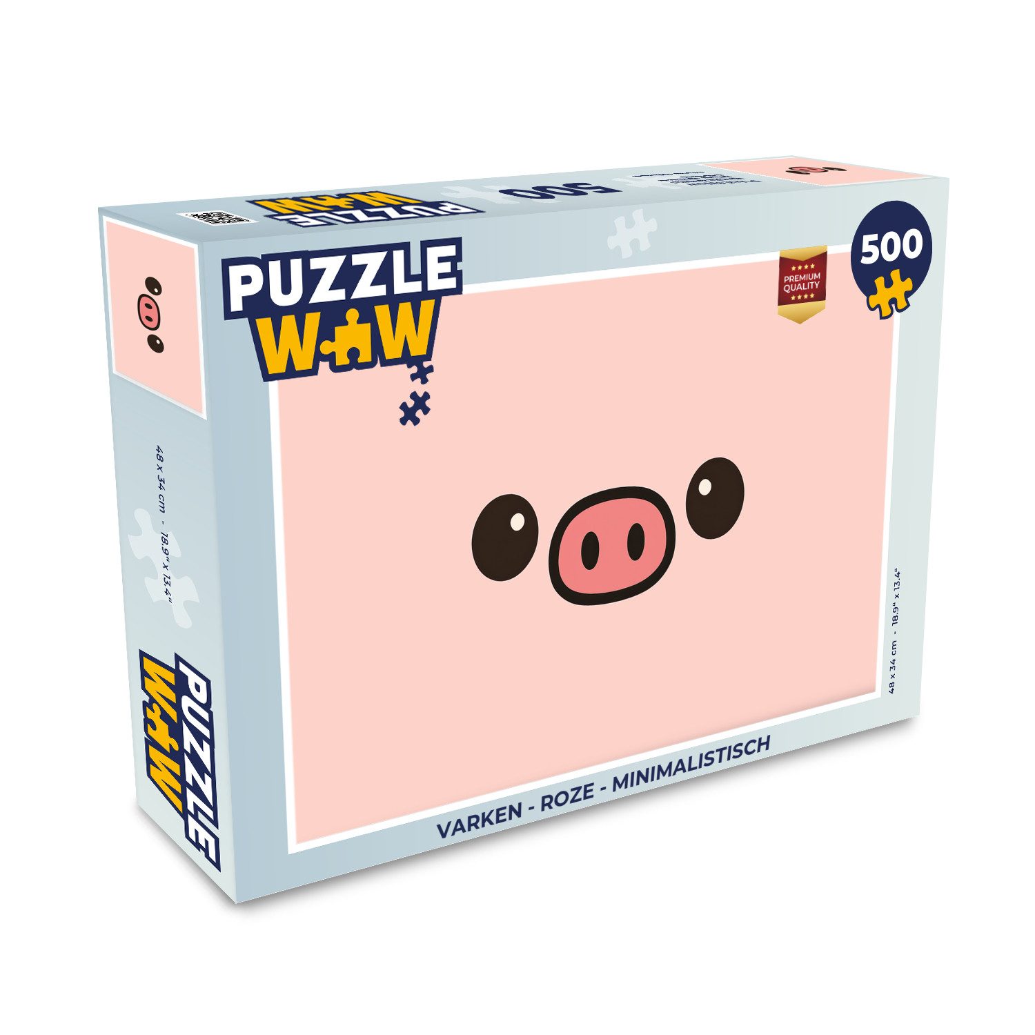 MuchoWow Puzzle Schwein - Rosa - Minimalistisch, 500 Puzzleteile, Foto-Puzzle, Bilderrätsel, Puzzlespiele, Spielzeug