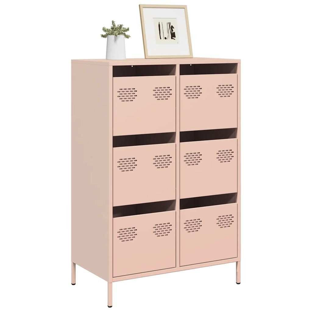 furnicato Highboard 68 x 39 x 101,5 cm Rosa (1 St), Stabile Kommode mit 6 Schubladen für dein Büro oder Wohnzimmer