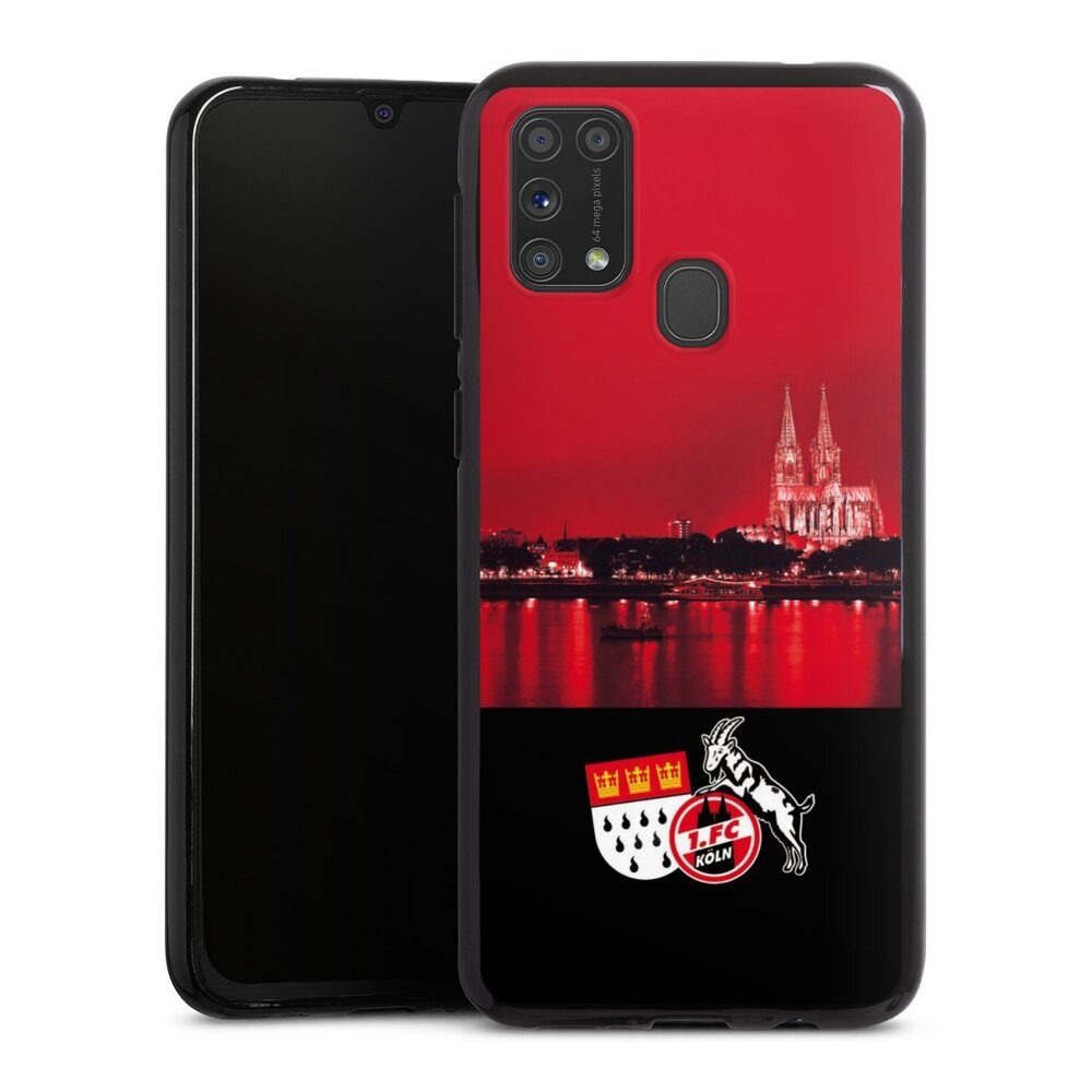 DeinDesign Handyhülle Skyline 1. FC Köln Offizielles Lizenzprodukt Skyline Köln Rot, Samsung Galaxy M31 Silikon Hülle Bumper Case Handy Schutzhülle