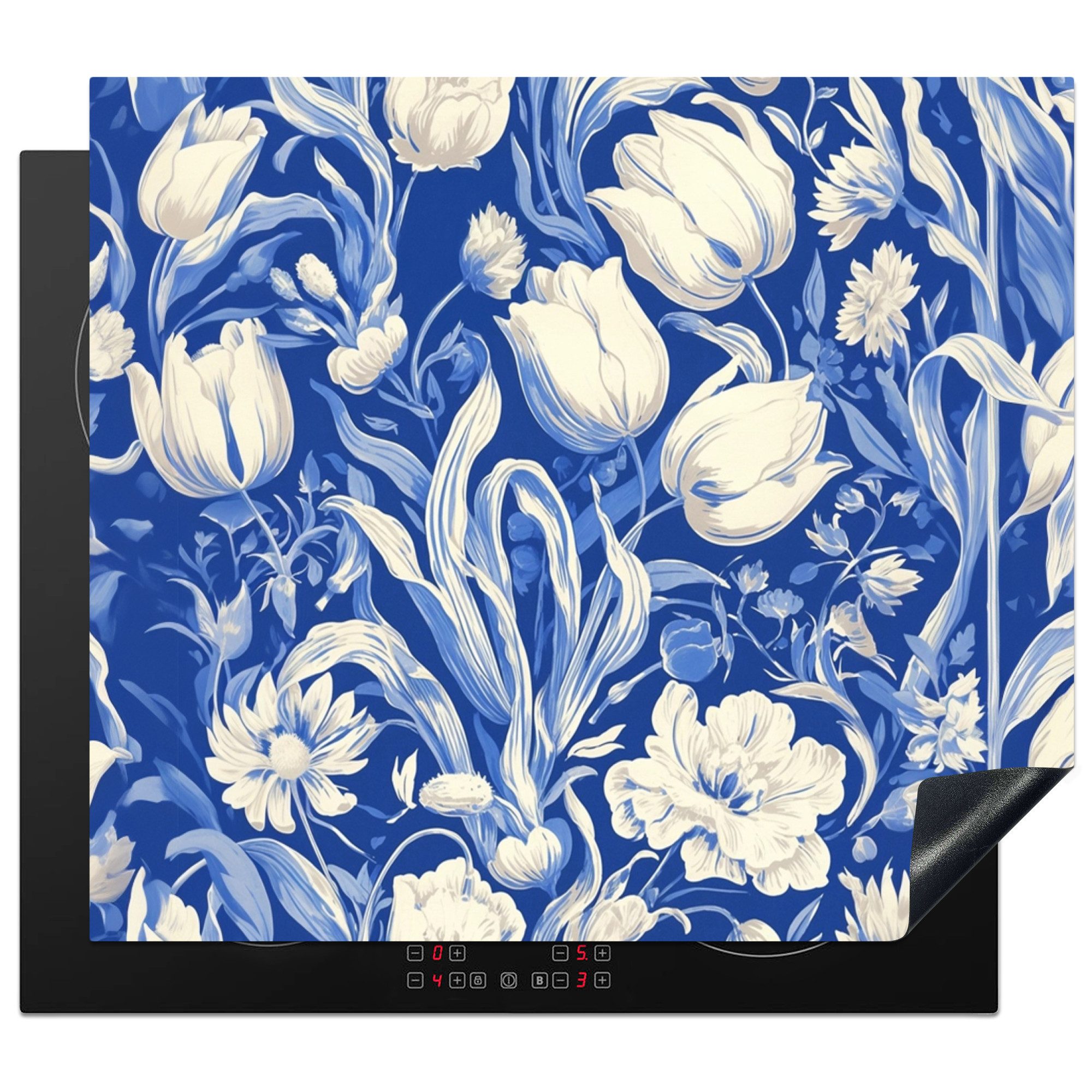 Herd-Abdeckplatte Blumen - Delfter Blau - Muster - Tulpe