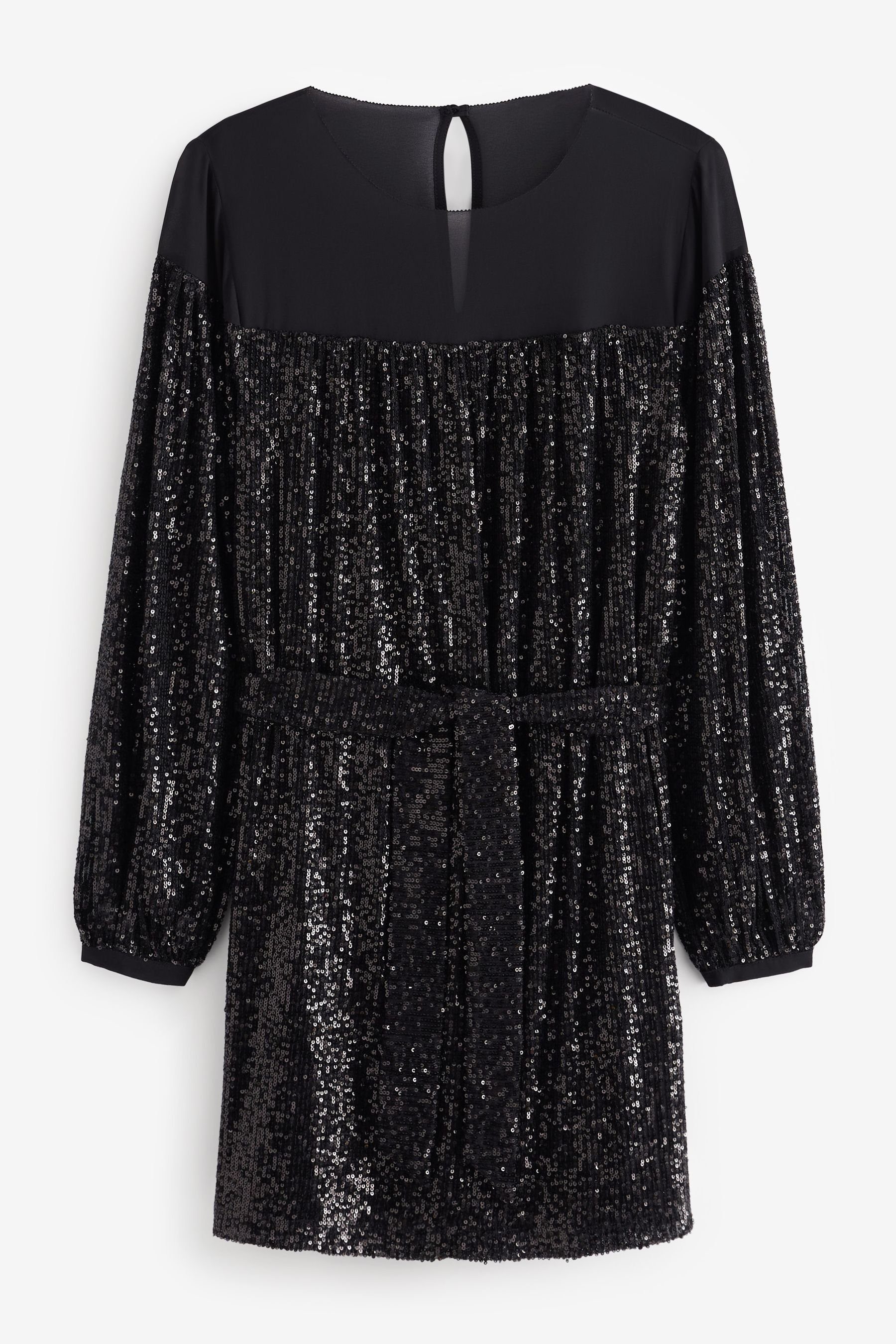 Next Paillettenkleid Langärmeliges Pailletten-Minikleid – Kurzgröße günstig online kaufen