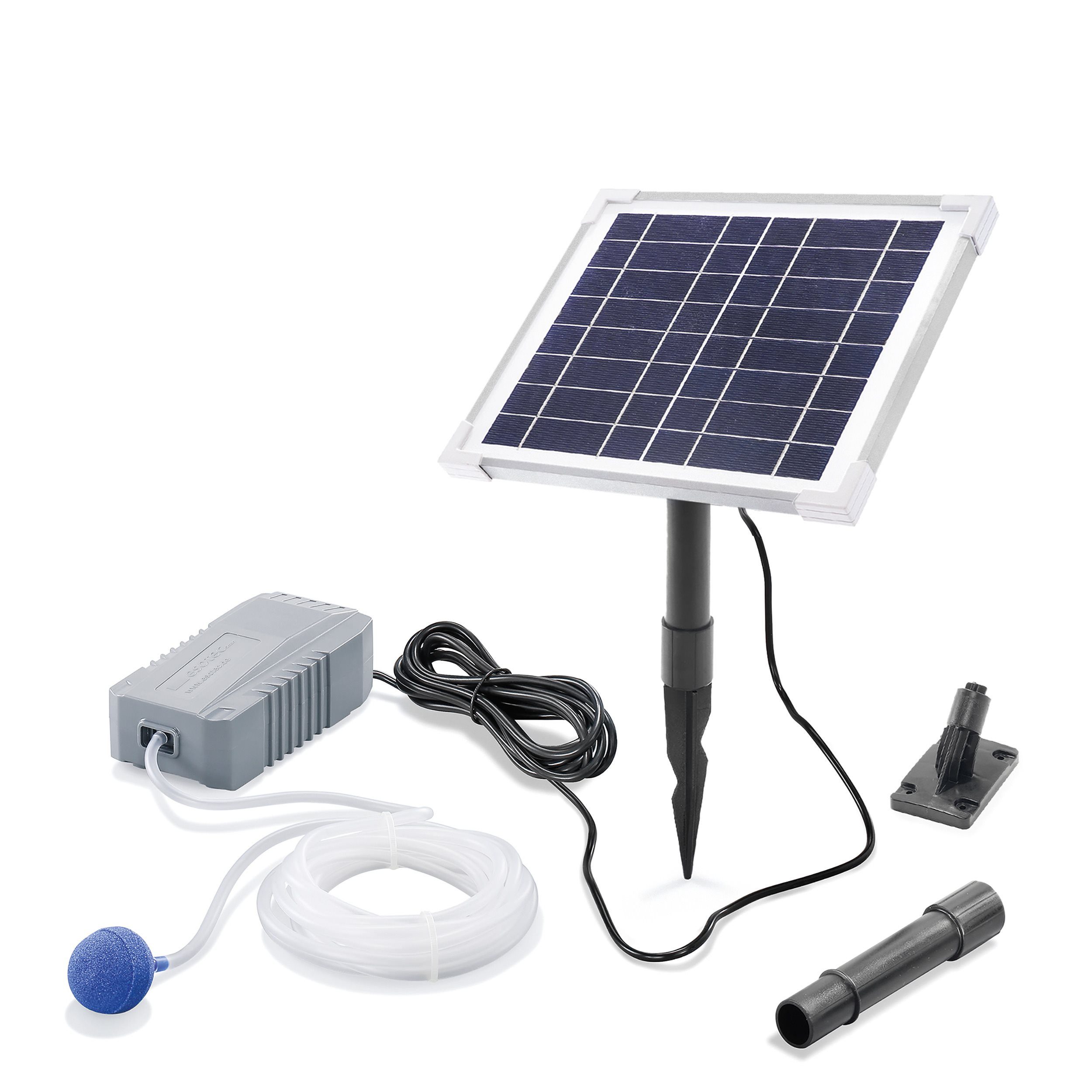 esotec Teichbelüfter 6/130 Solar Belüfterpumpen-Set + Akku 120l/h 0,66bar Solarmodul 101848, 130 l/h, (Komplettset)