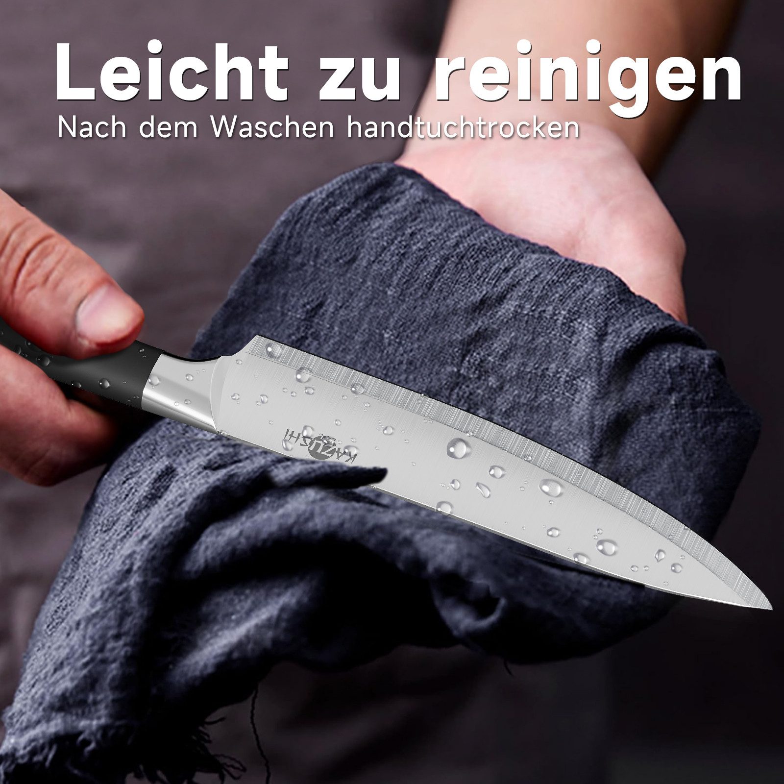 KAZUSHI Messer-Set 9/ 8/7/6teilig Messerblock Messerset Küchenmesser Set Profi Kochmesser (8-tlg), Edelstahl hochwertiges SelbstschärfenMesser Küchenmesser Set