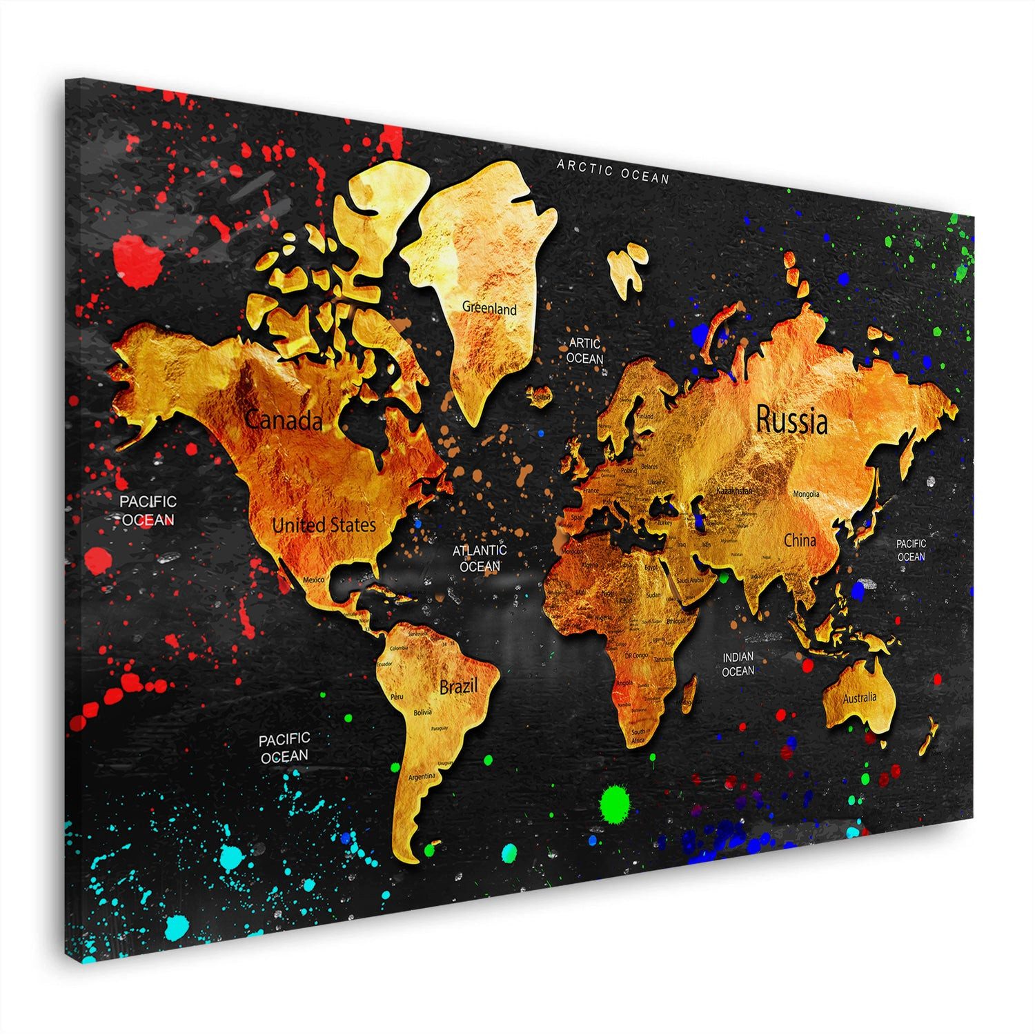 Artedinoi Leinwandbild Weltkarte Kontinente abstrakte Pop Art Wandbild Leinwandbild Kunstdruc, Weltkarte, abstrakt