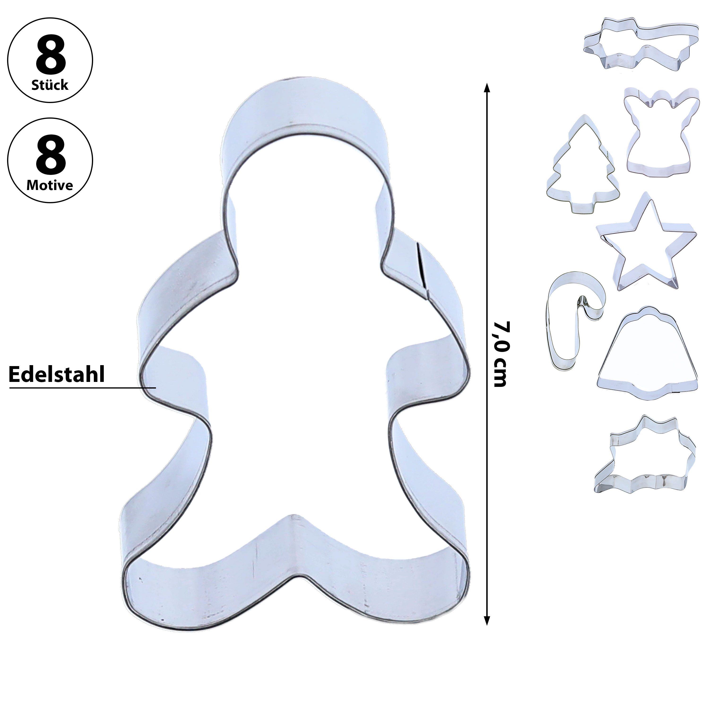 CEPEWA Backform Keksausstecher Xmas Edelstahl 7cm Weihnachten 8 Motive Ausstechform