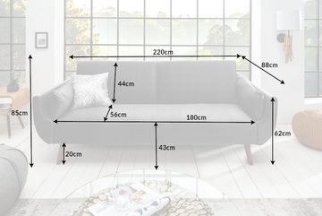 riess-ambiente Schlafsofa DIVANI 220cm silbergrau / braun, Einzelartikel 1 Teile, Wohnzimmer · Samt · 3-Sitzer · Couch mit Bettfunktion · Retro Design