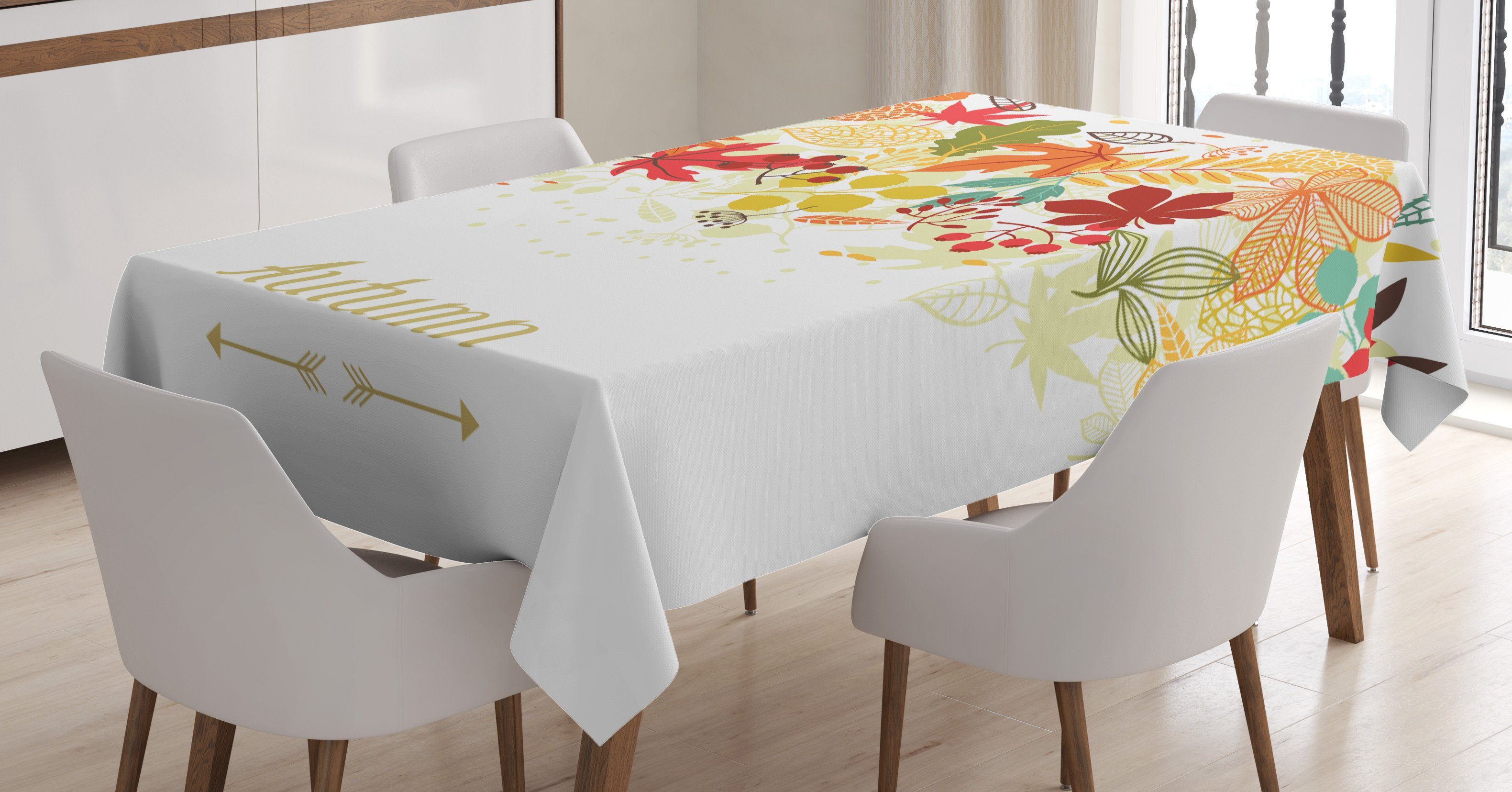 Abakuhaus Tischdecke Farbfest Waschbar Für den Außen Bereich geeignet Klare Farben, Fallen Autumn Leaves Border | Tischdecken