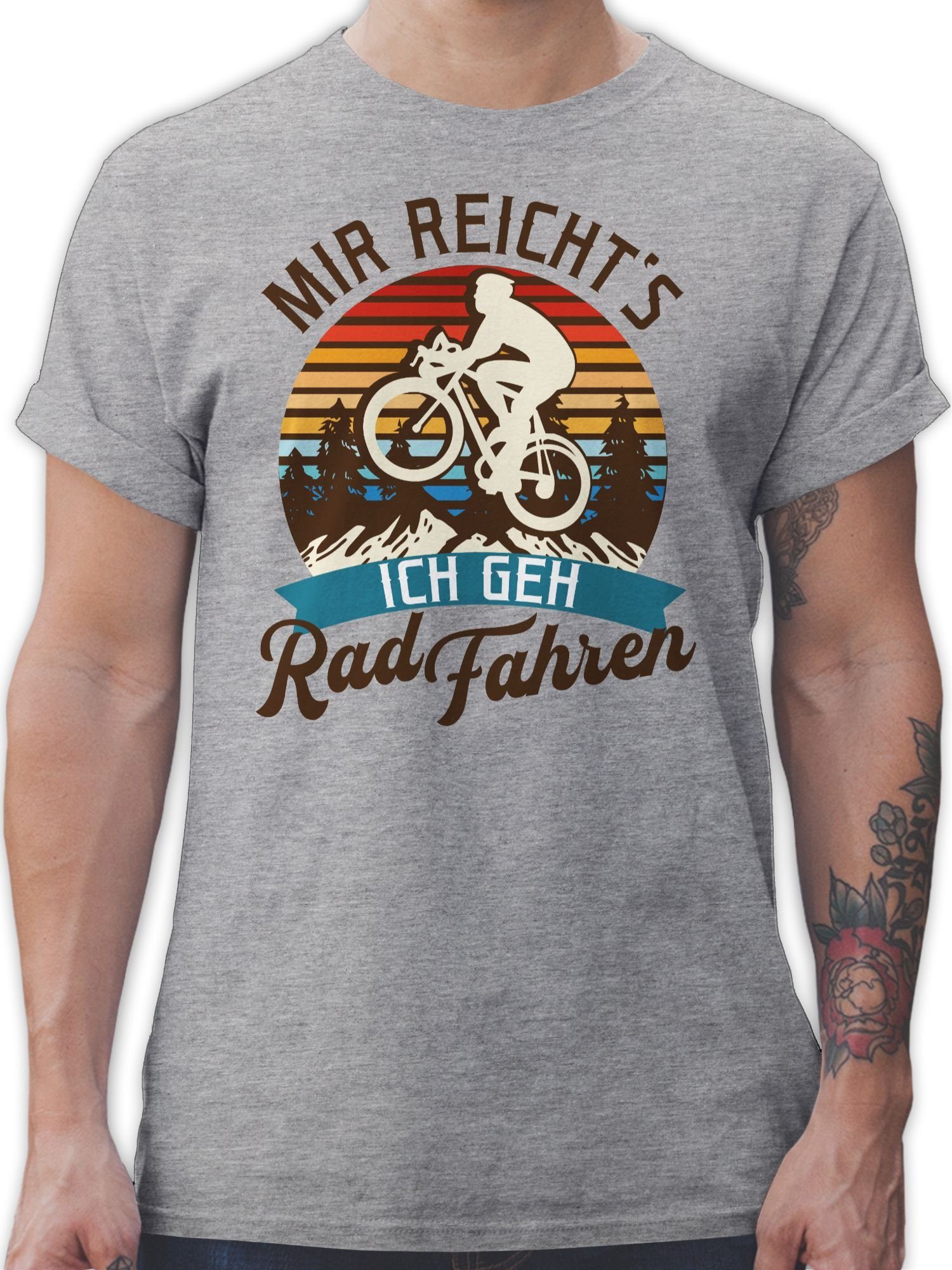 Shirtracer Mir Mountainbike Bekleidung Geschenk geh meliert Fahrrad T-Shirt Rad Radsport reicht's ich - fahren 2 Grau Fahrrad