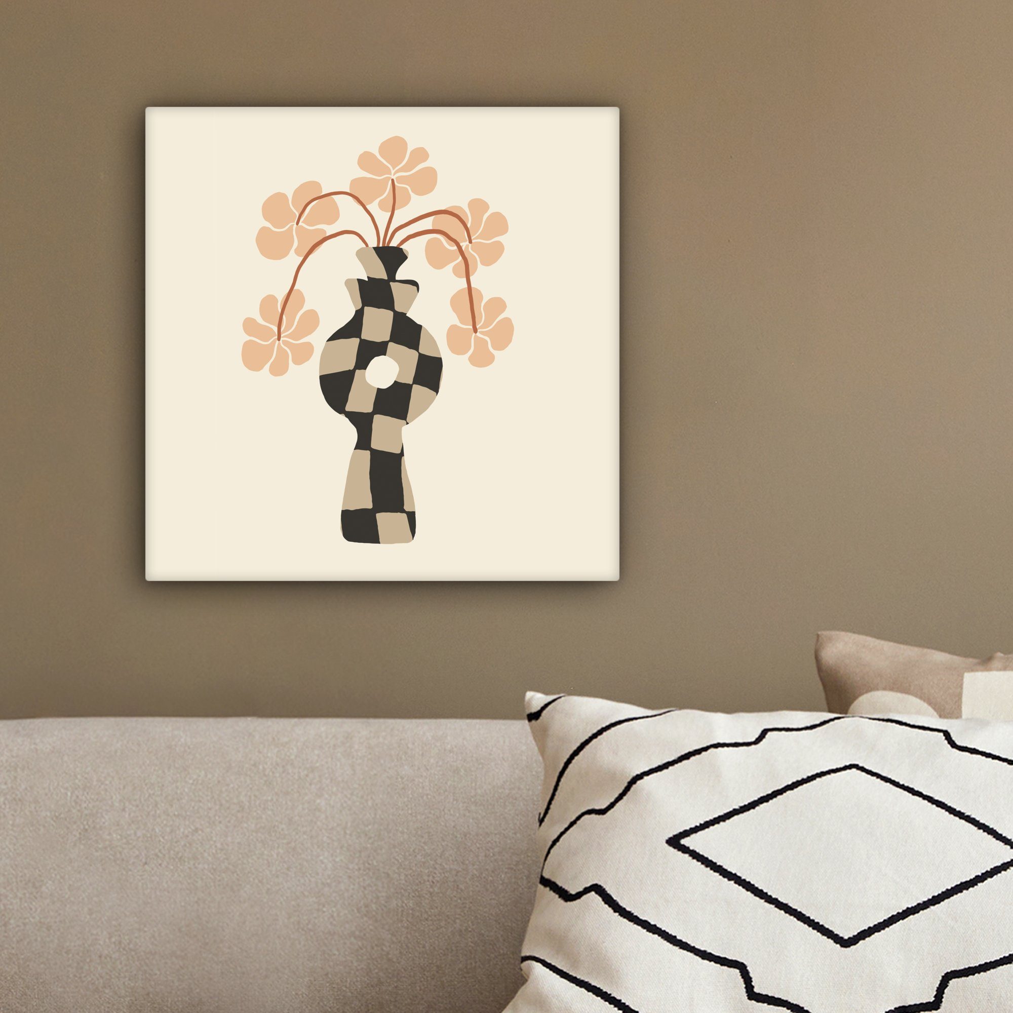 Modern, Wohnzimmer Vase Schlafzimmer, cm St), Kunst Bilder - - OneMillionCanvasses® Abstrakte für Leinwand Blumen - Leinwandbild (1 20x20