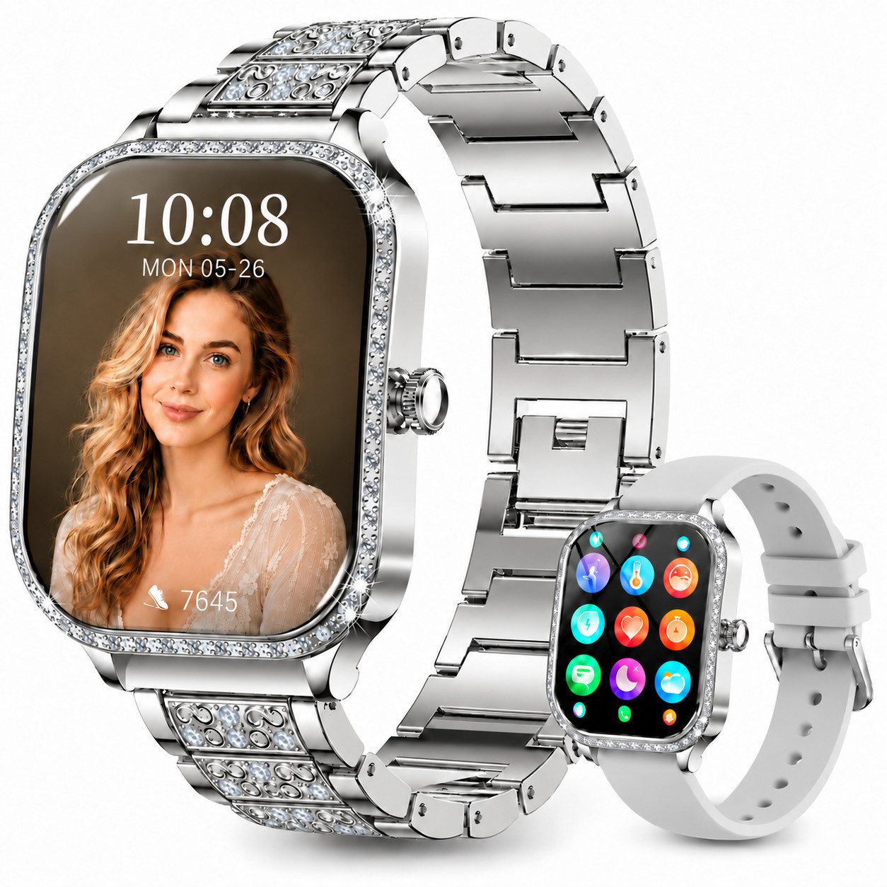 Toomoke Smartwatch Damen mit Telefonfunktion Fitnessuhr für Alltag und Sport Smartwatch (4,45 cm/1,75 Zoll), Aktivitätstracker Damen …