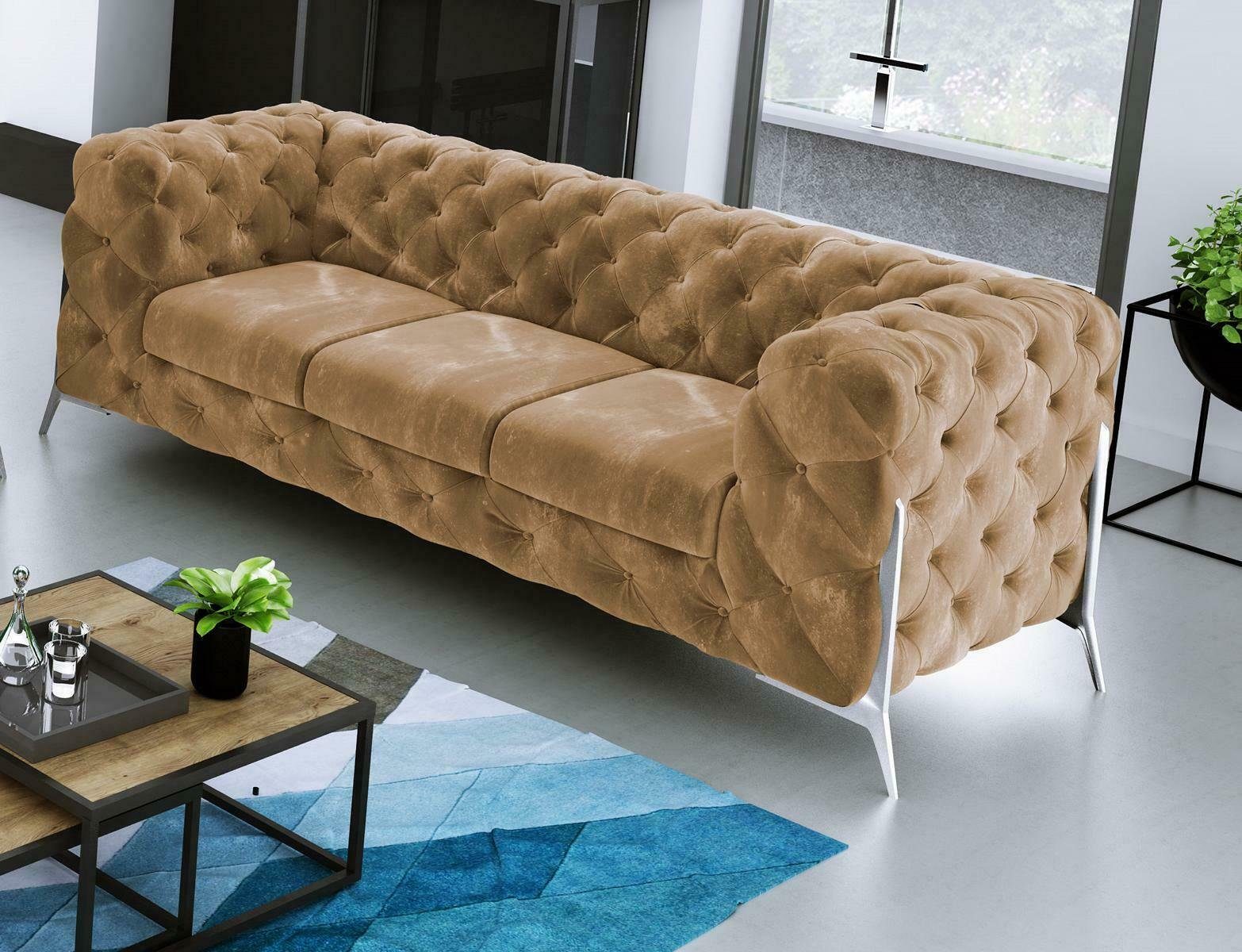 JVmoebel Sofa Moderner Brauner Chesterfield Dreisitzer Luxus Polster Couch Neu, Made in Europe