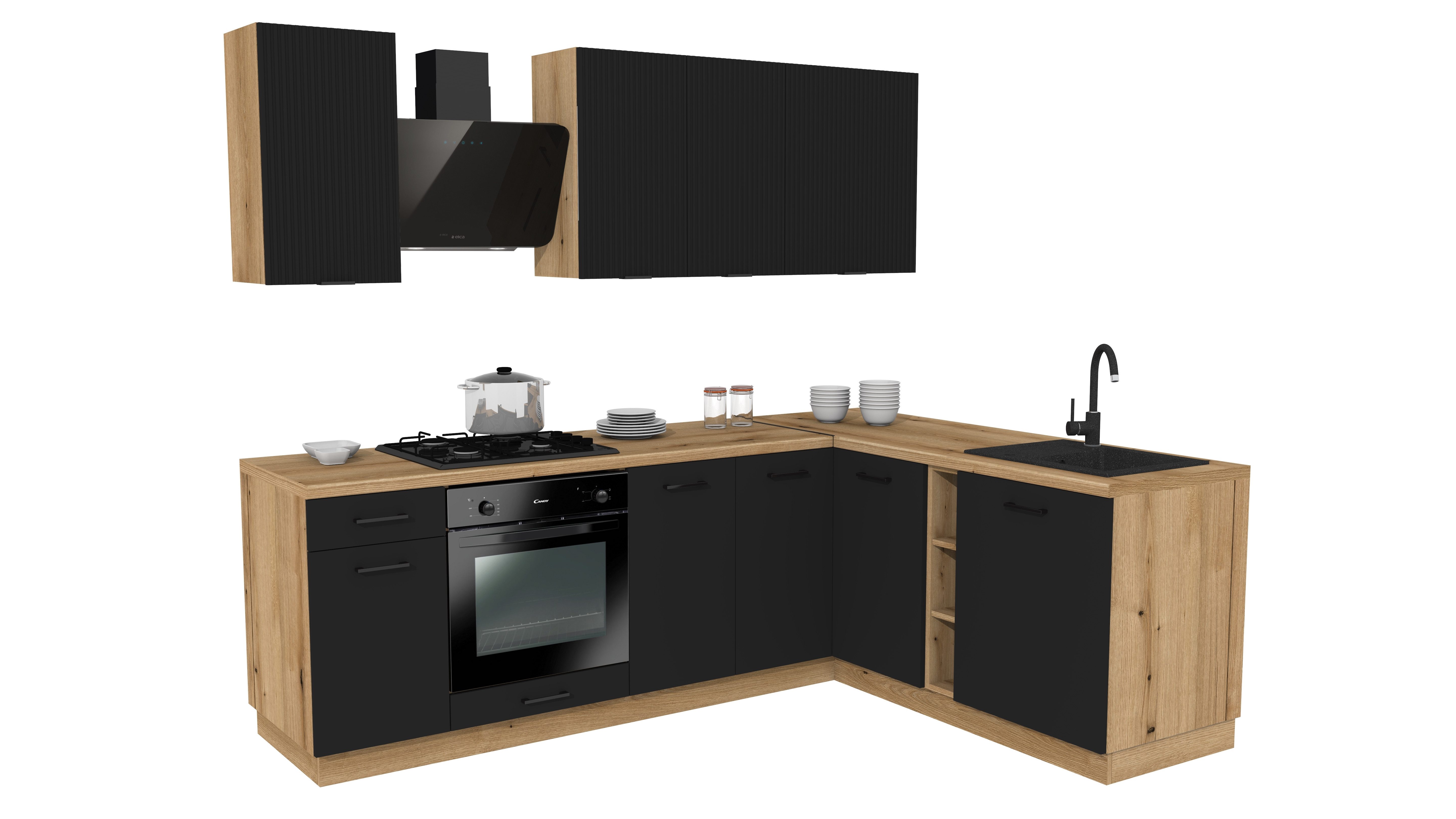 ROYAL24_MARKT Winkelküche - SIMPLY Z8 – Modern Compact Design Edition, (Komplett Set), Edles Design - Top Material - Hochwertig