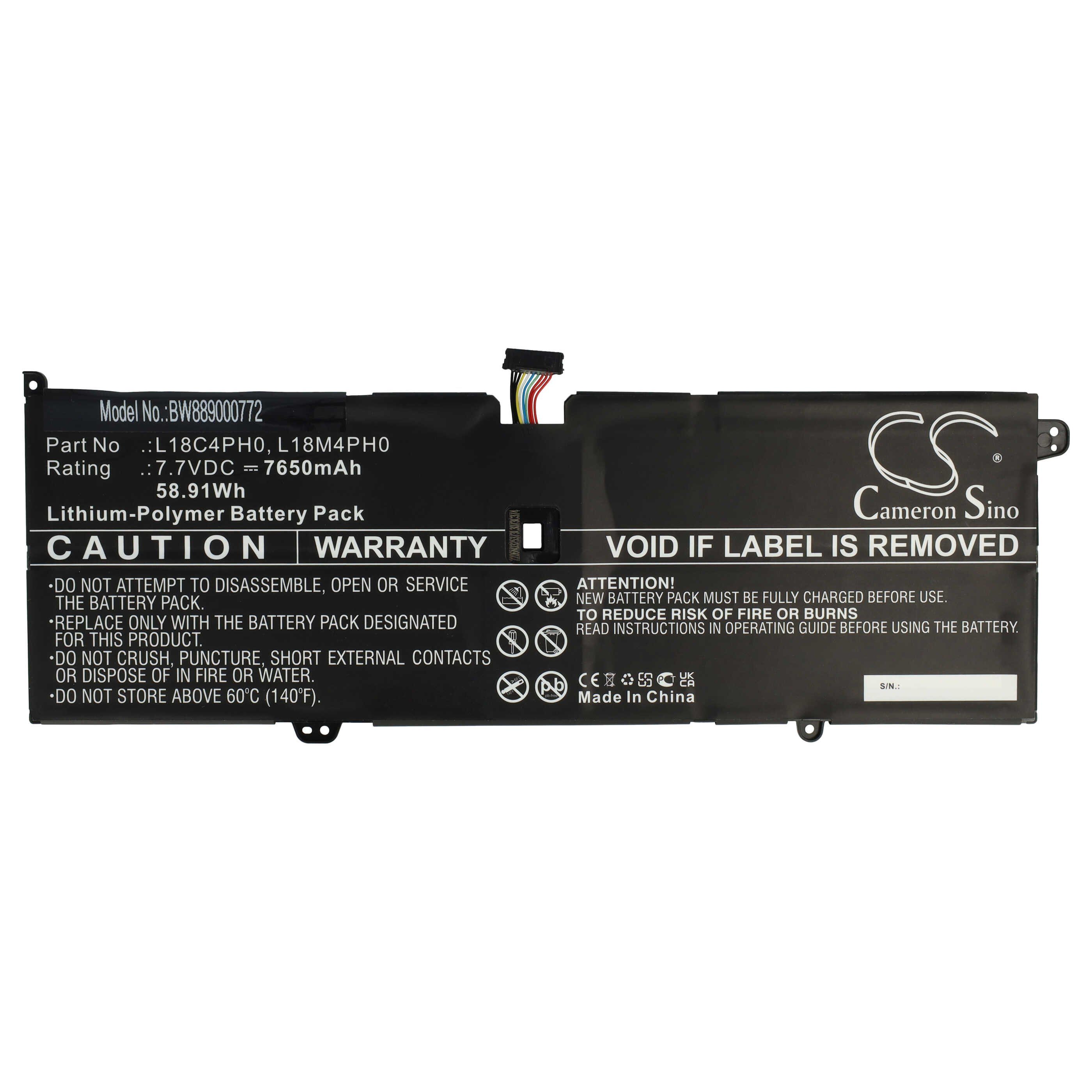 vhbw Akku Ersatz für Lenovo L18C4PH0, L18M4PH0, 5B10T11585, 5B10T11586, Laptop-Akku Akku Li-Polymer 7650 mAh (7,7 V, 1 St), Leistungsfähiger Austausch-Akku für Notebook, Wiederaufladbar, Jede
