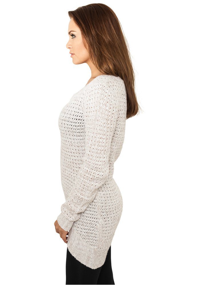 (1-tlg) Long offwhite Wideneck Ladies Sweater Kapuzenpullover CLASSICS URBAN Damen