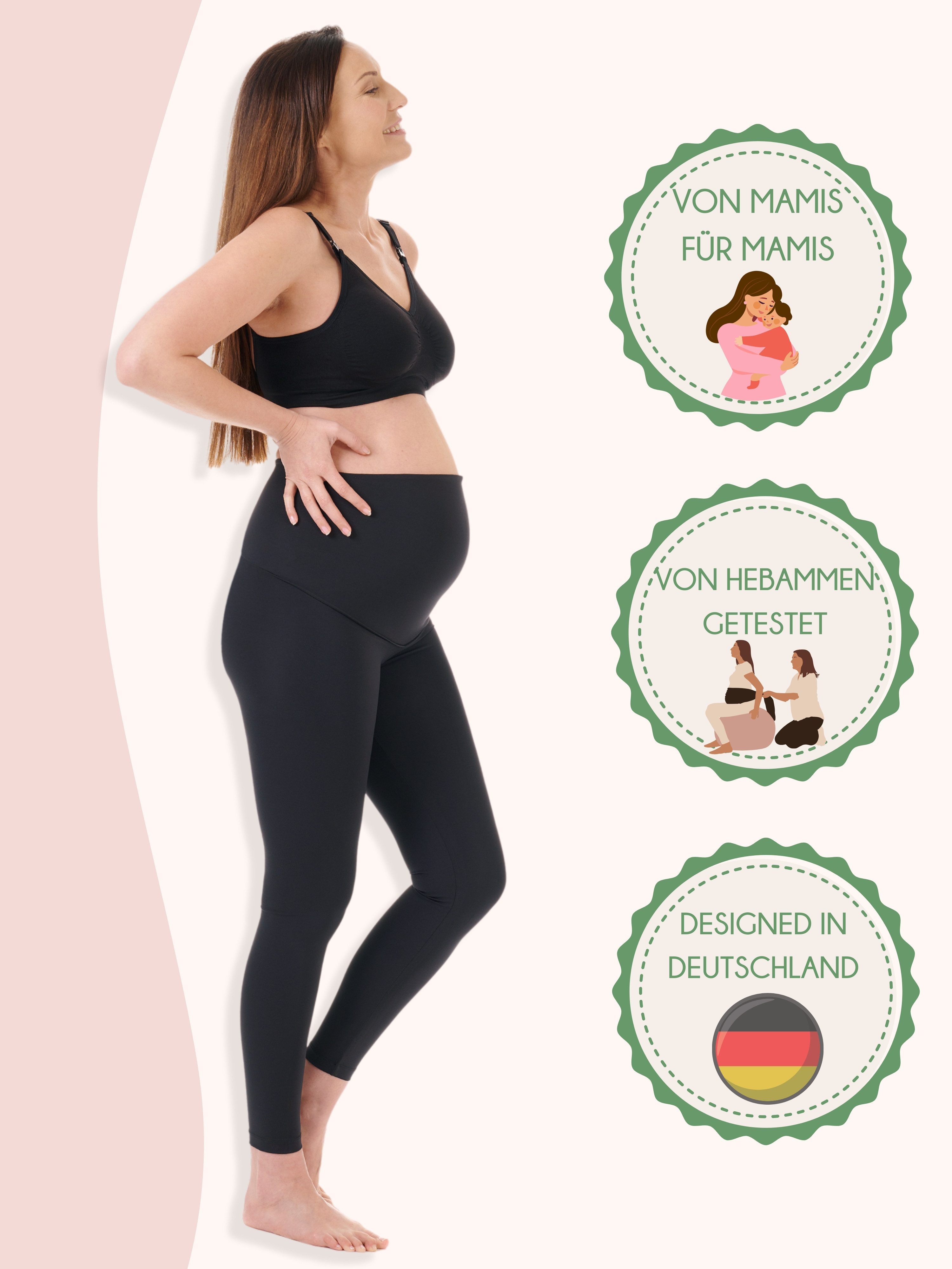 Herzmutter Umstandsleggings Umstands-Sport-Leggings - Yogahose-Sporthose für Schwangere