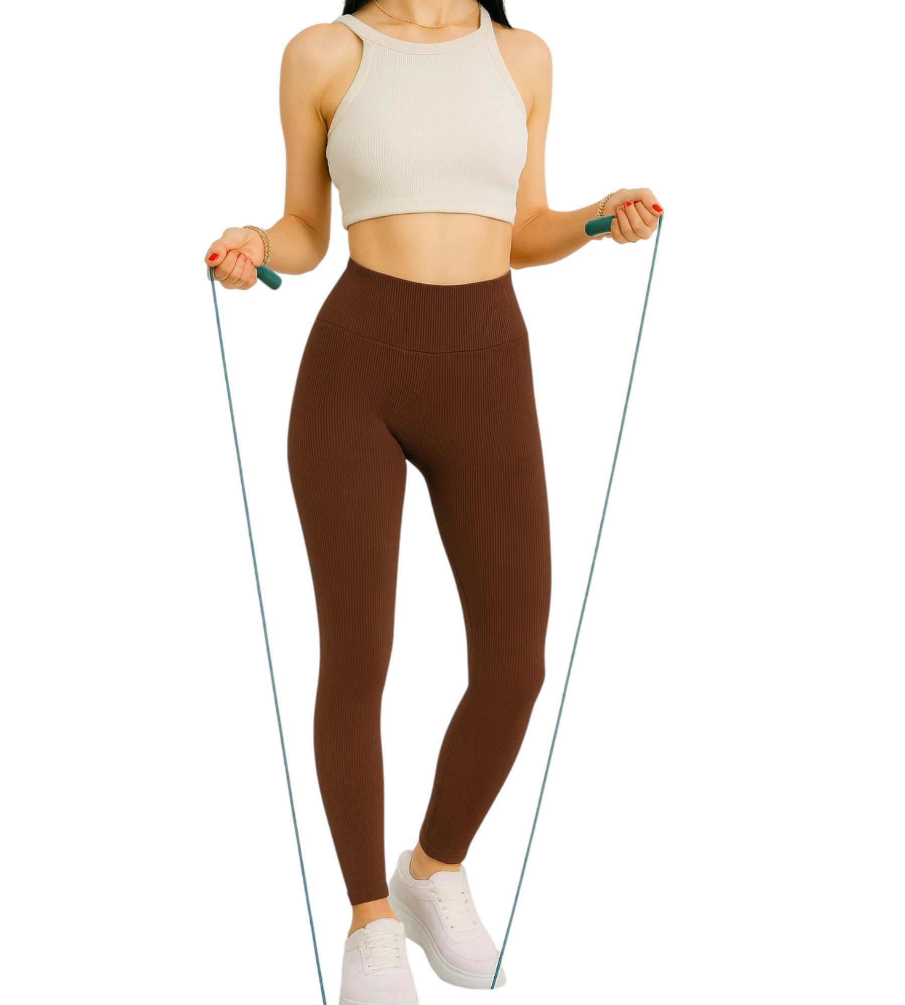 fashionshowcase Leggings Damen Sport-Tights mit Shaping-Effekt und engem hohem Bund Hohe Taille für zusätzlichen Komfort