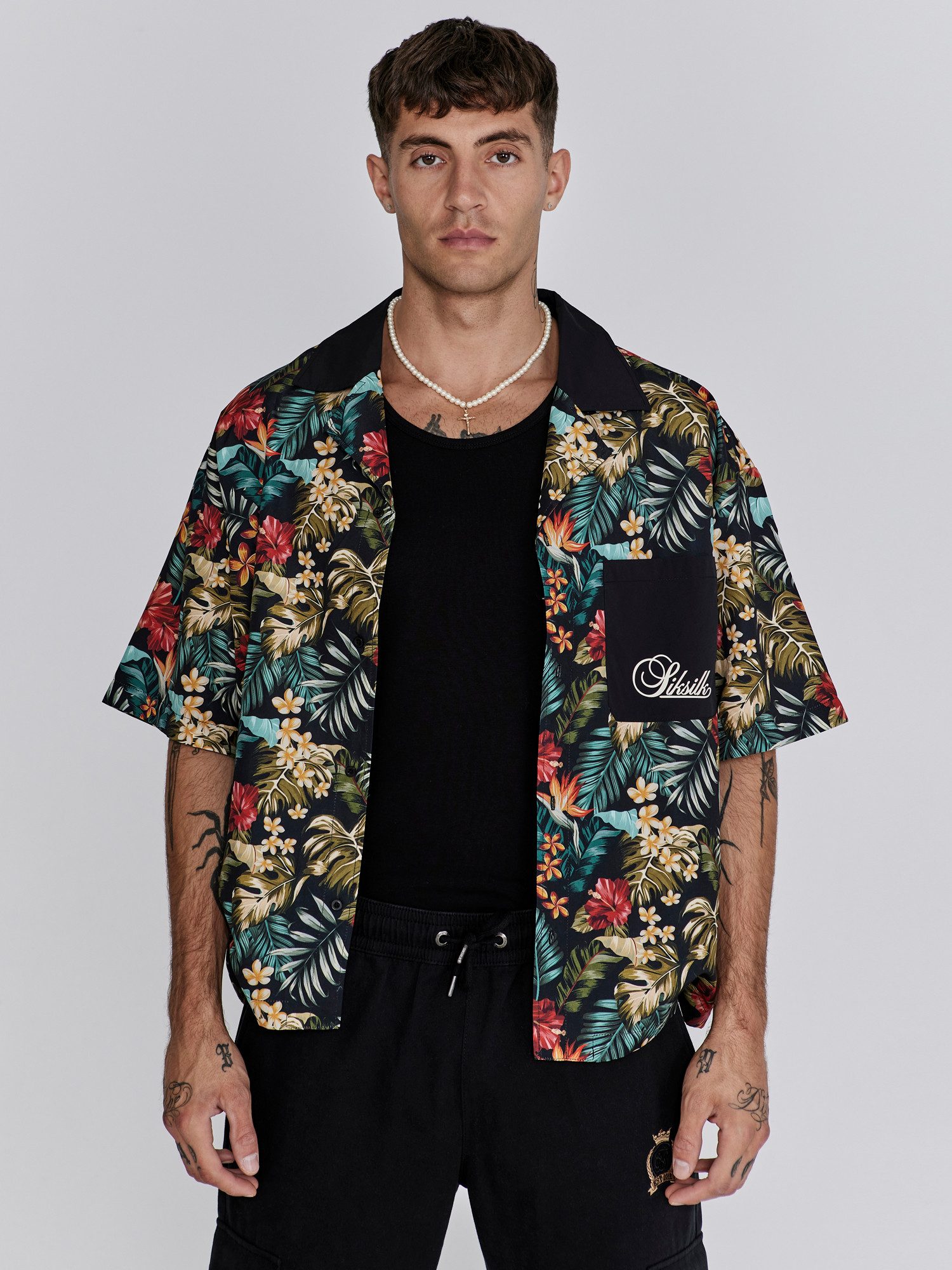 Siksilk Kurzarmhemd SikSilk Herren Multi Resort Hemd