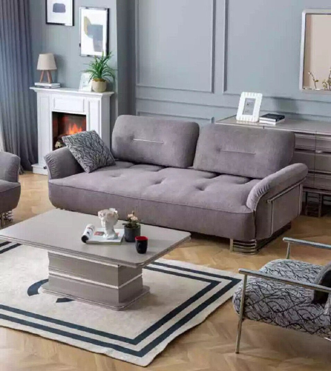 JVmoebel 3-Sitzer Sofa 3 Europa Luxus, Sitzer Textil Modern Neu Wohnzimmer Design in 1 Made Teile