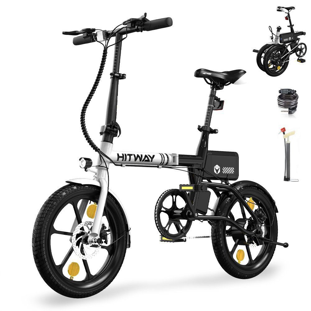 HITWAY E-Bike 16 zoll Kleines faltbares E-Bike für Damen, Chauffeurin, Faltbares Mini-Elektrofahrrad, 17.42KG, 250W Motor, 25-60KM Reichweite