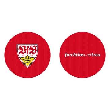 VfB Stuttgart Glasuntersetzer Untersetzer 3D - 10,5 x 10,5 cm - 5er-Set - schwarz/weiß/rot mit Logo, 5-tlg.