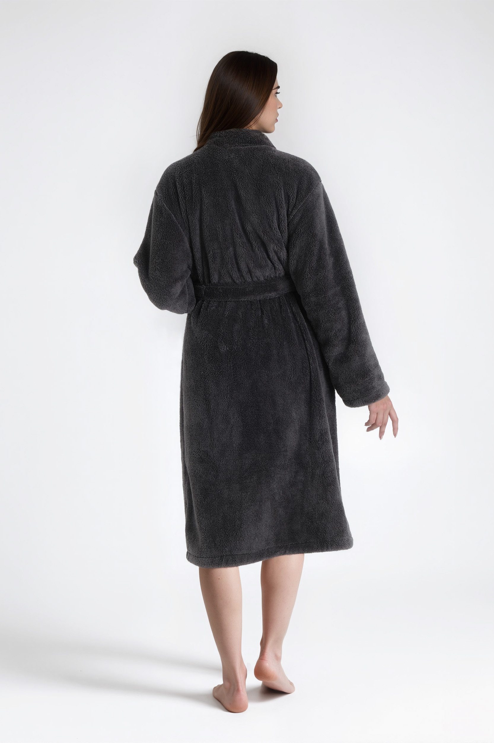 OTTO home Unisex-Bademantel Lillou Kimono, ideal für Sauna & Spa, Hotelbademantel, Morgenmantel, Midilänge, Microfaser, Kimono-Kragen, Gürtel, kuschelig weicher Fleece, plüsch, für Damen und Herren, XS-3XL