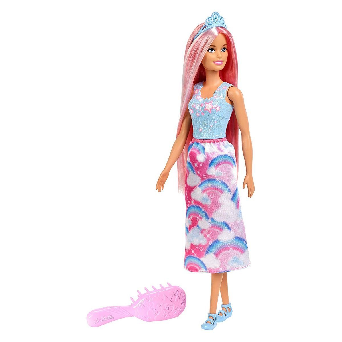 Mattel® Anziehpuppe Zauberhaar Mattel Prinzessin Königreich, Barbie - - Puppe Dreamtopia FXR94 Bürste, - mit