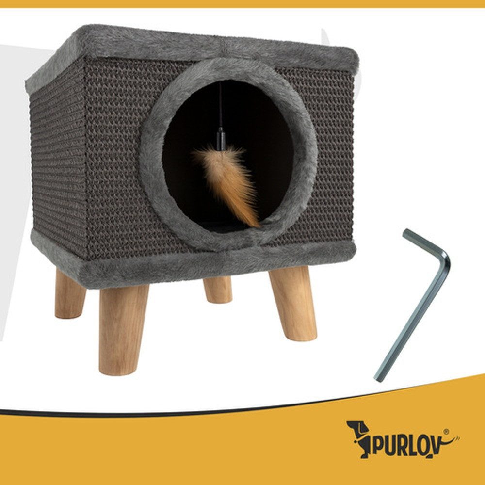Purlov Katzenhaus Katzenbett Katzenkratzbaum Höhle, keine scharfen Kanten, sorgfältige Verarbeitung