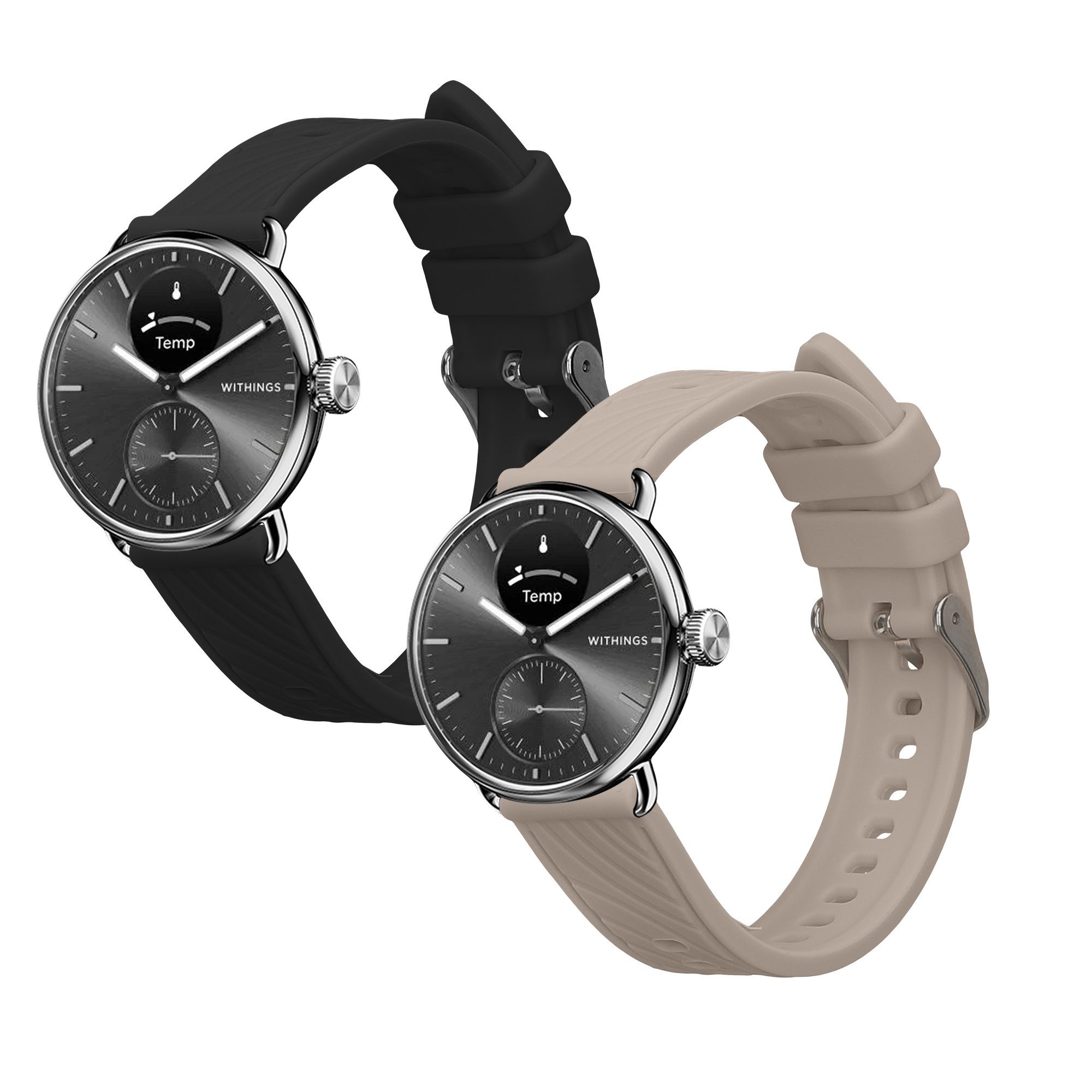 kwmobile Smartwatch-Armband 2x Uhrenarmband für Withings Scanwatch Light 37mm / Withings Scanwatch, Fitnesstracker Band Set aus TPU Silikon - Ersatzarmband Smartwatch