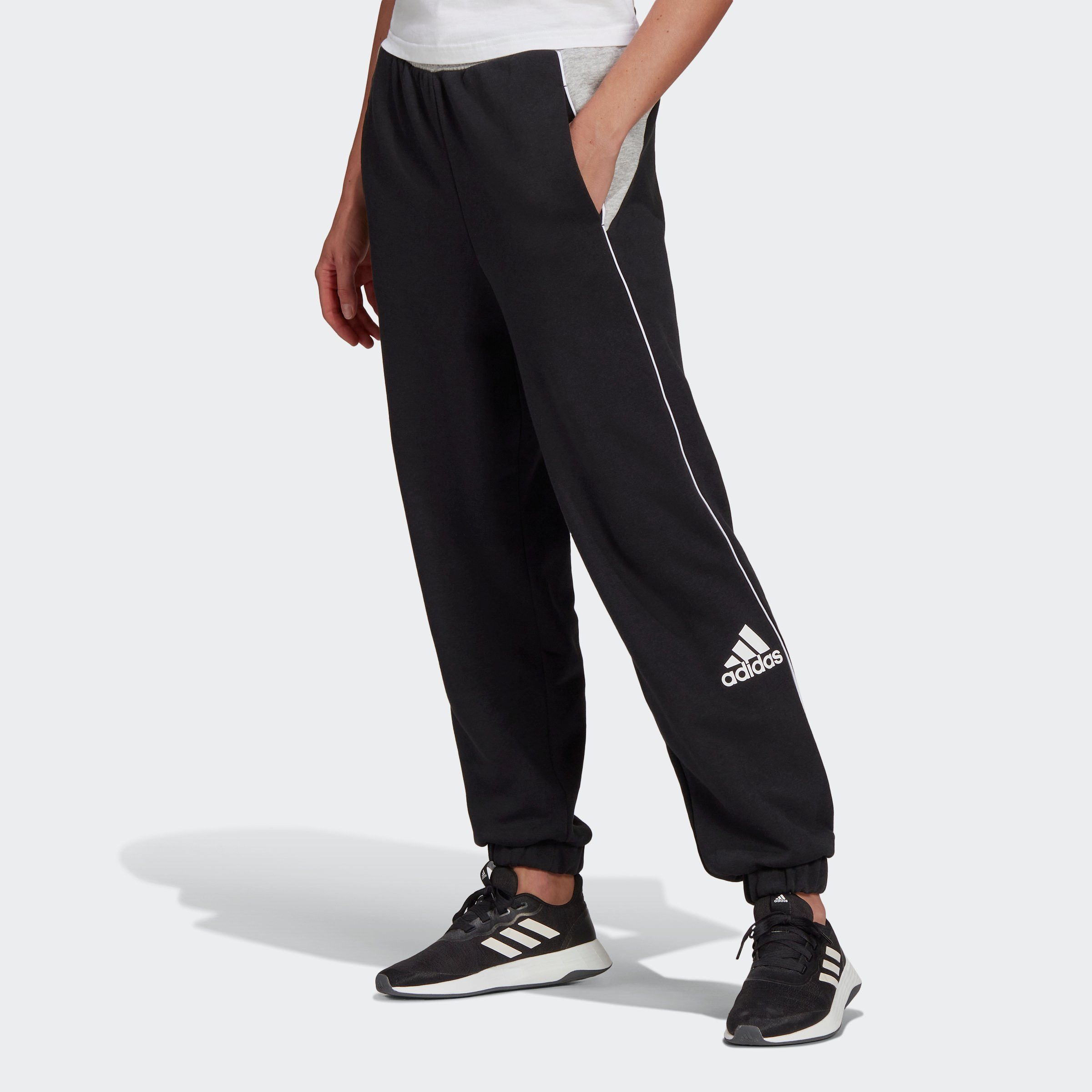 adidas Sportswear Jogginghose ESSENTIALS COLORBLOCK (1-tlg) HOSE schwarz-grau LOOSE