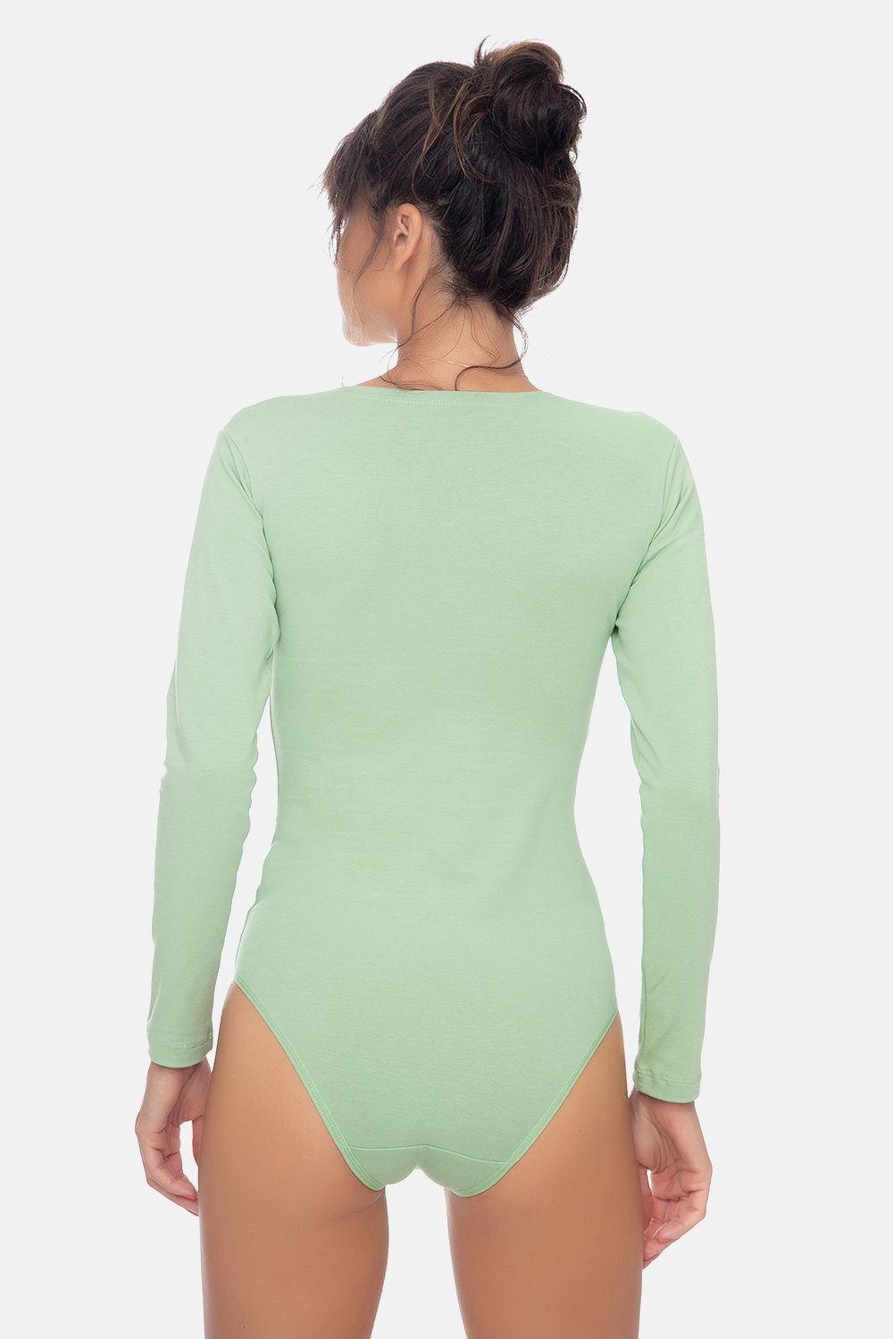 Evoni Body für Damen Langarm Blusenbody mit Rundhals