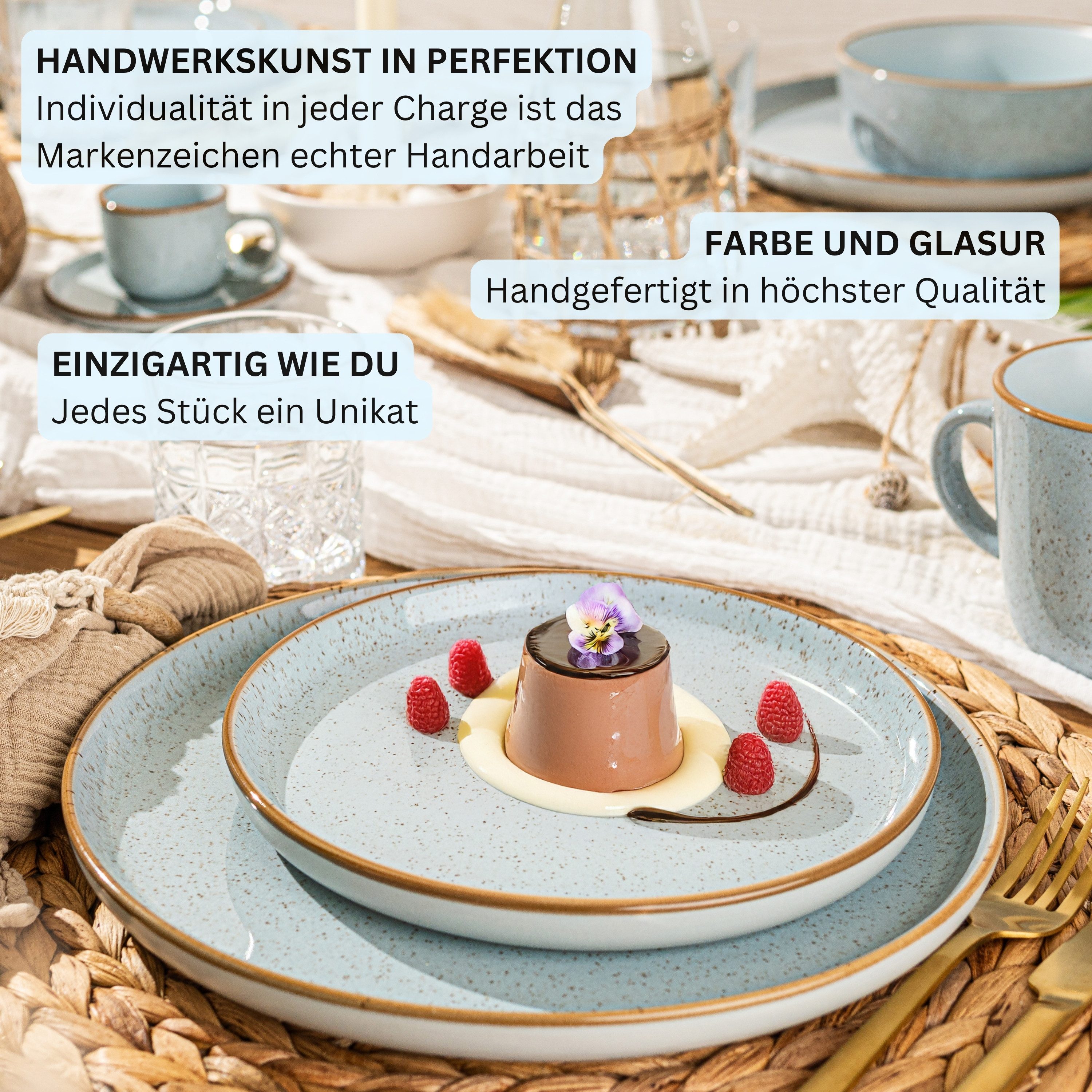 SÄNGER Tafelservice Rio Geschirrset (18-tlg), 6 Personen, Steingut, Handmade, Blau, Erweiterbar, VALUE COLLECTION – Bild 5 von 5
