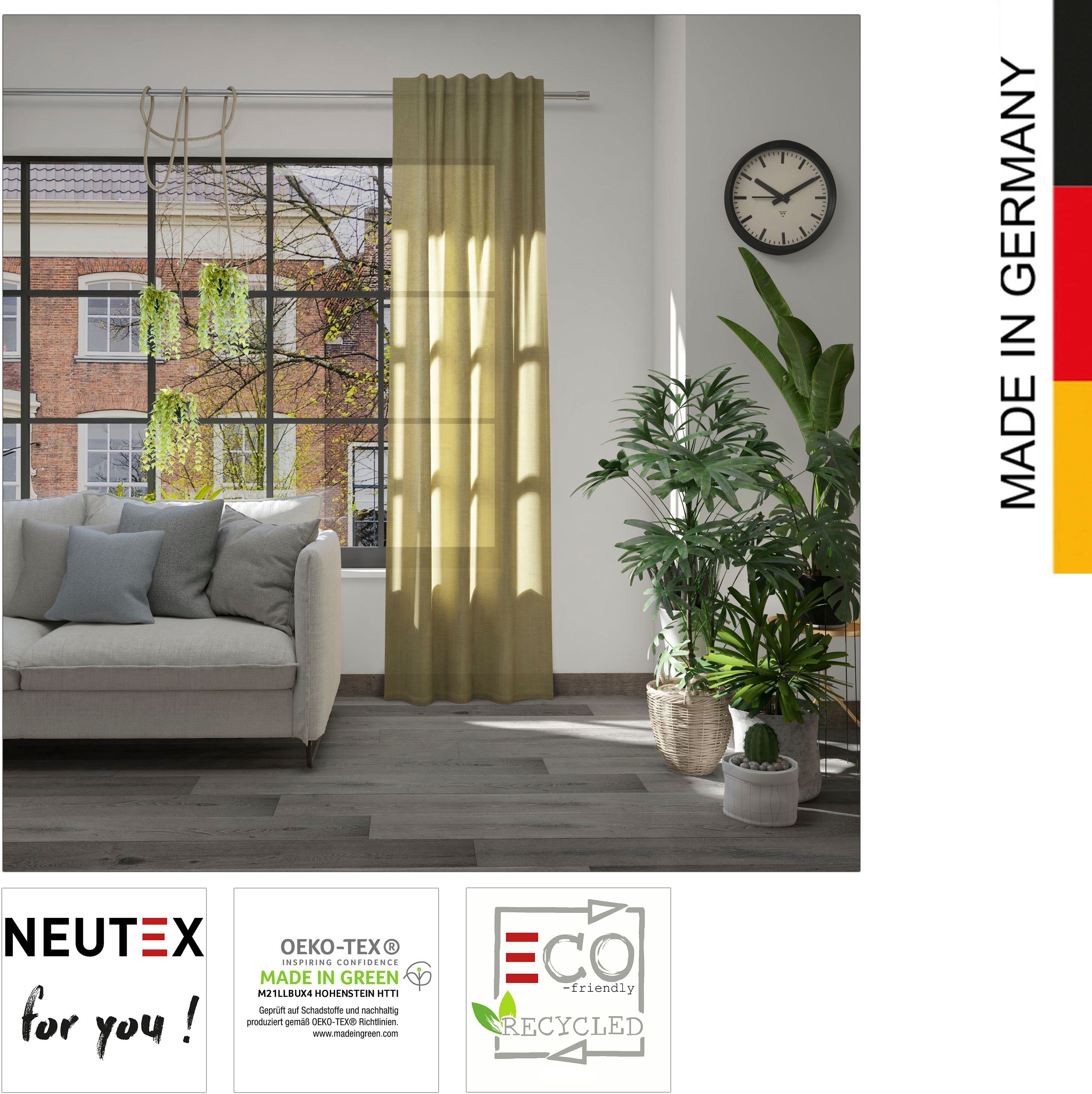 Vorhang Leon Eco, Neutex for (1 Multifunktionsband St), you!, sulfur halbtransparent, nachhaltig