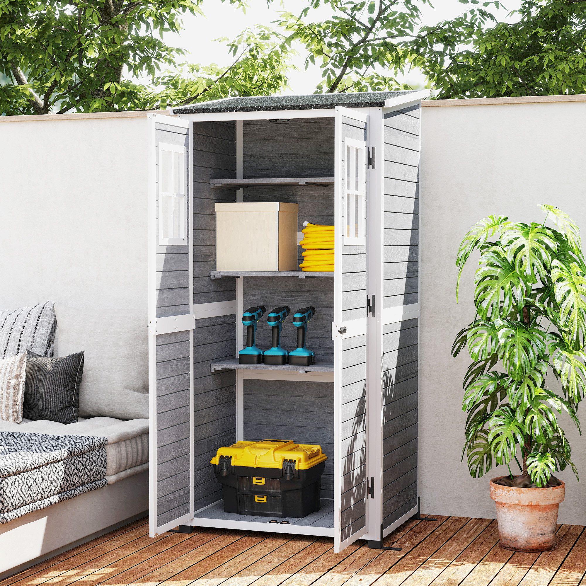 Outsunny Gerätehaus mit Abschließbar Tür, 2 günstig online kaufen