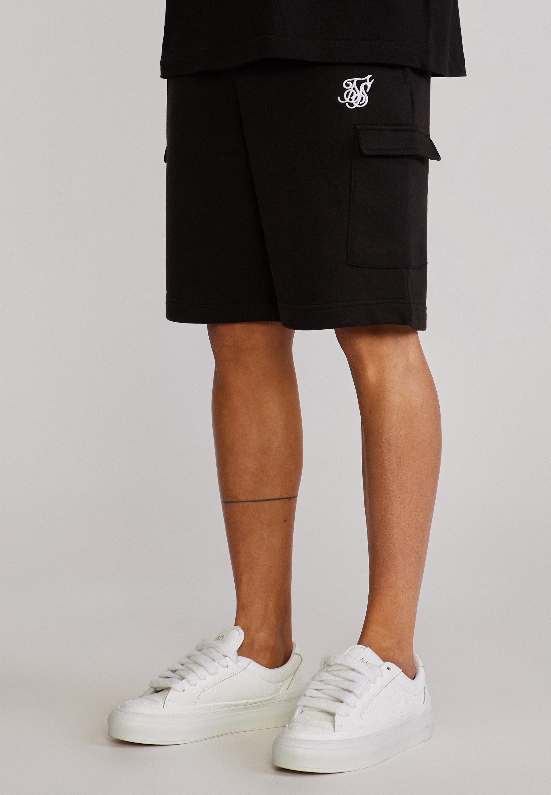 Siksilk Shorts SikSilk Herren Schwarz Essentials Cargo Shorts
