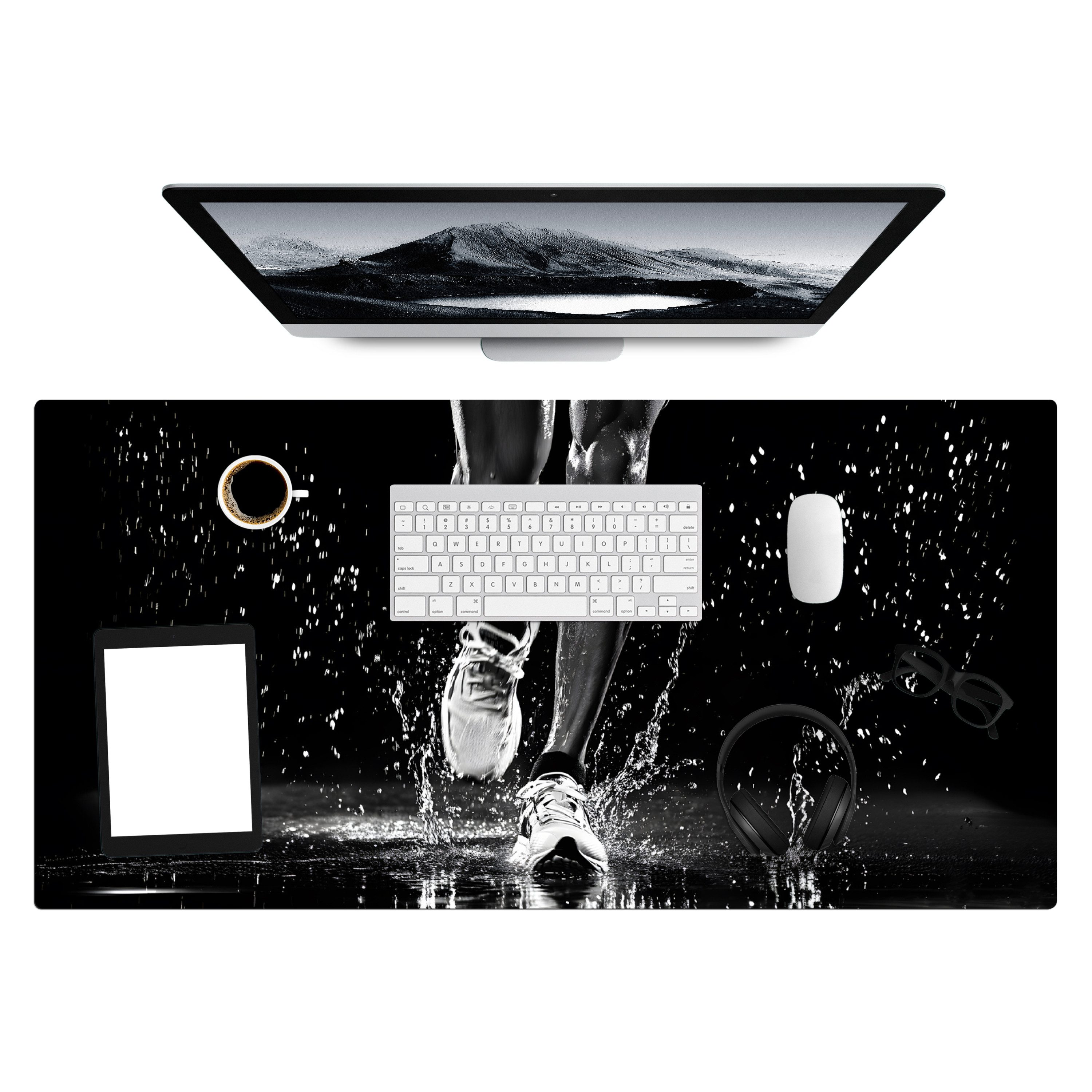 MuchoWow Gaming Mauspad Laufschuhe - Laufen - Drops - Schwarz (1-St), Gaming Mousepad XXL, Schreibtischunterlage, Gaming Zubehör, 100x50 cm