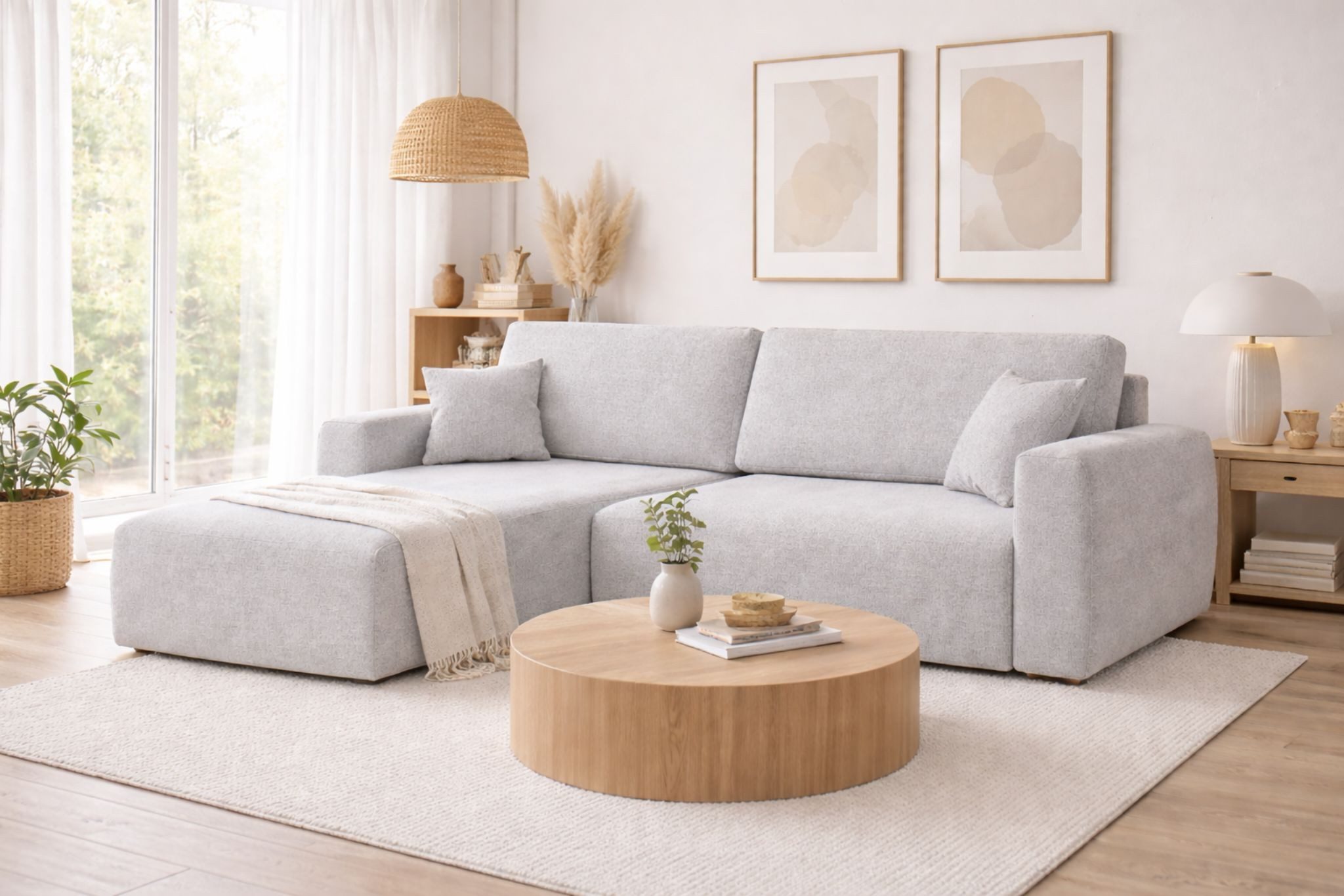 Kaiser Möbel Ecksofa mit Schlaffunktion und Bettkasten Ariel L im Sofa-Chenille, mit Schlaffunktion,integrierter Stauraum,haustierfreundlicher Bezug