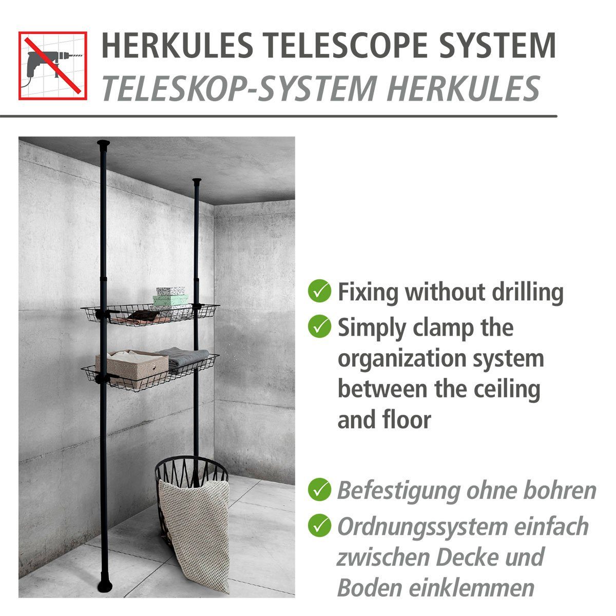 Herkules, Herkules Regalelement WENKO Passend 2er Teleskop-System Set, zum