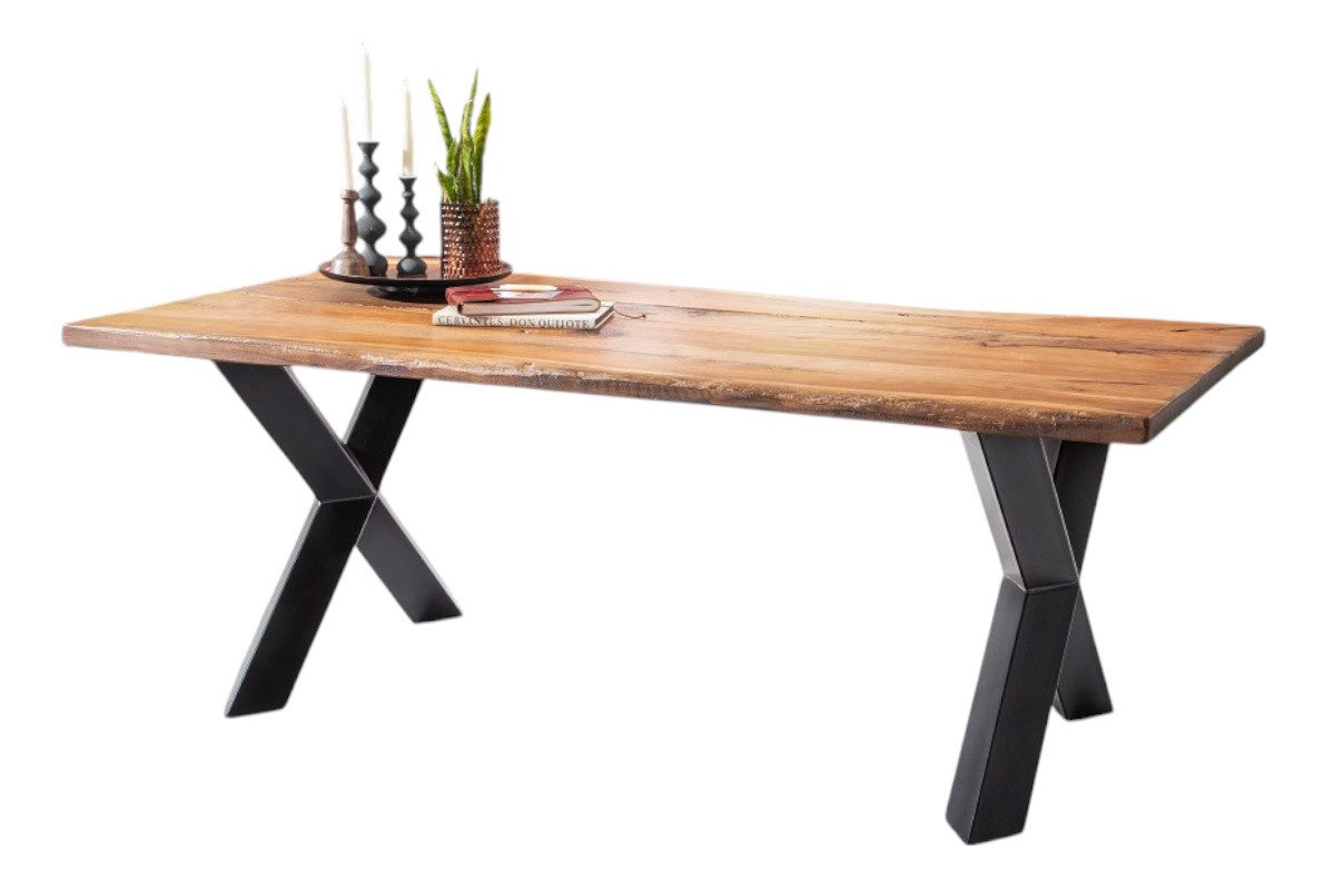 Main Möbel Esstisch Esstisch mit gerader Kante 220x100cm 'Pinta' Altholz & X-Fuß
