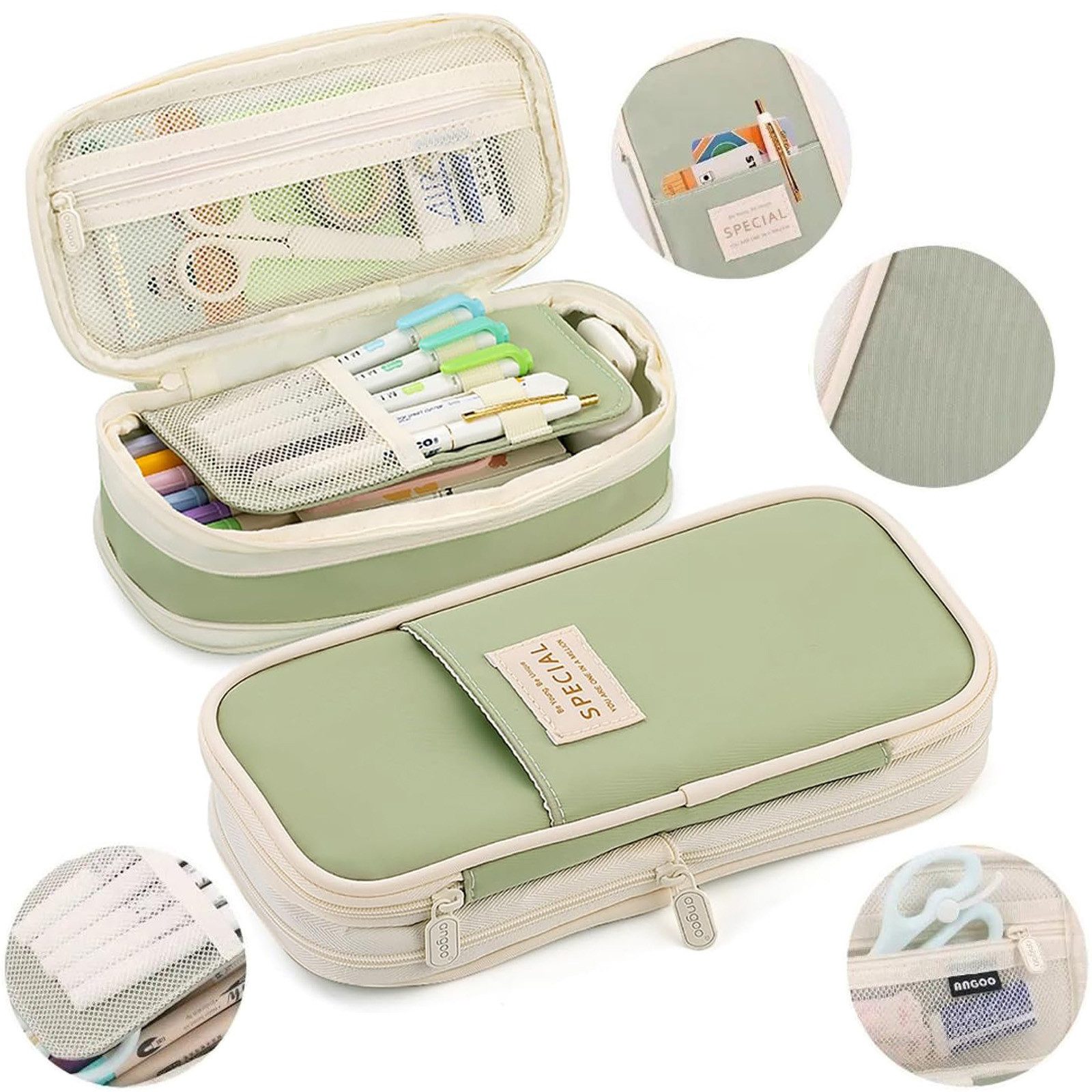 OKWISH Federmäppchen Groß Stifteetui Federtaschen Schreibgeräteetui, (Stifttasche mit Reißverschluss 4 Fach Große Kapazität, 1-tlg., Schreibwarenbeutel), für Damen Herren Schule Büro Arbeit Studenten Mädchen Jungen Geschenk