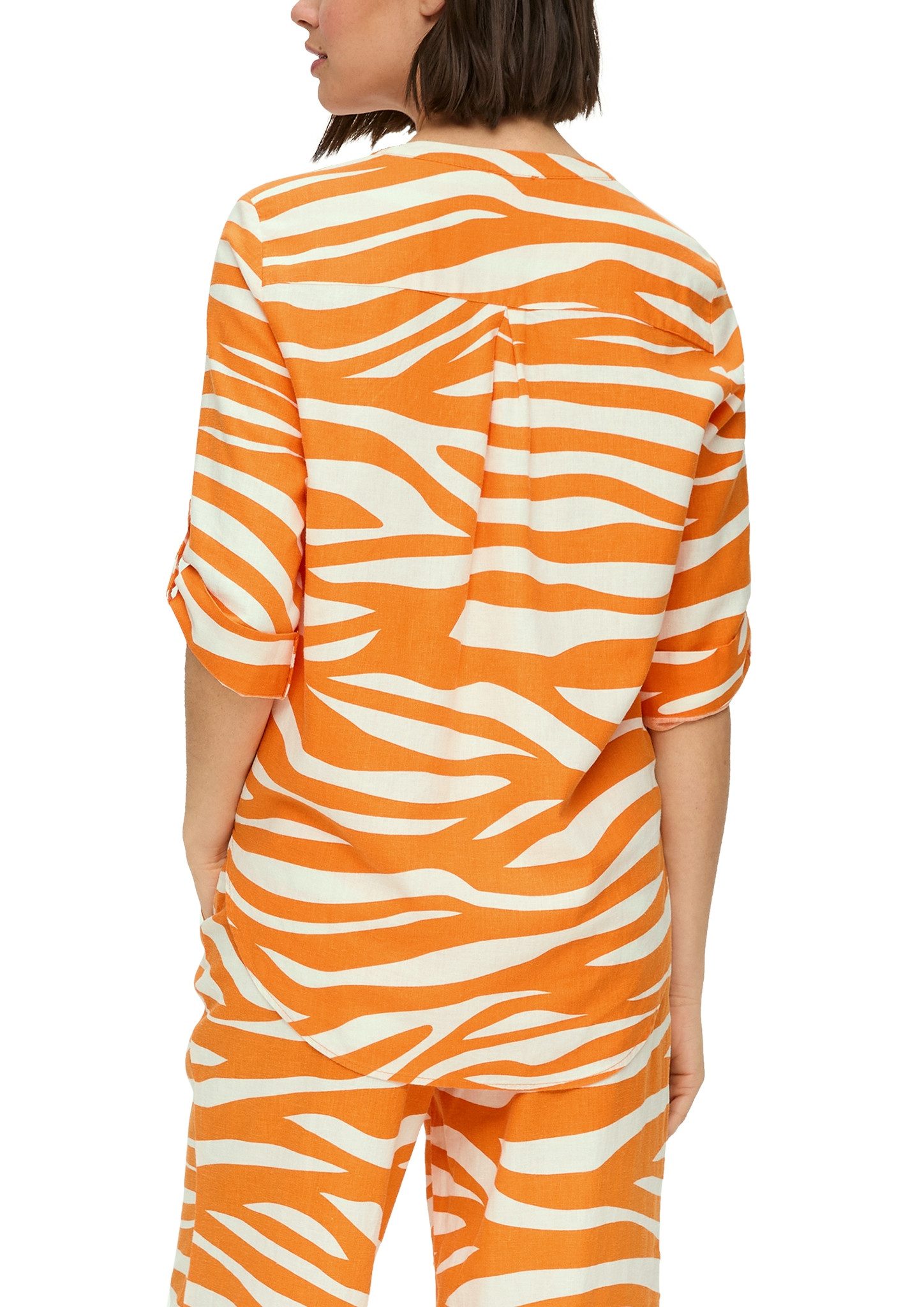 s.Oliver Druckbluse aus Leinen und mit 3/4 Arm günstig online kaufen