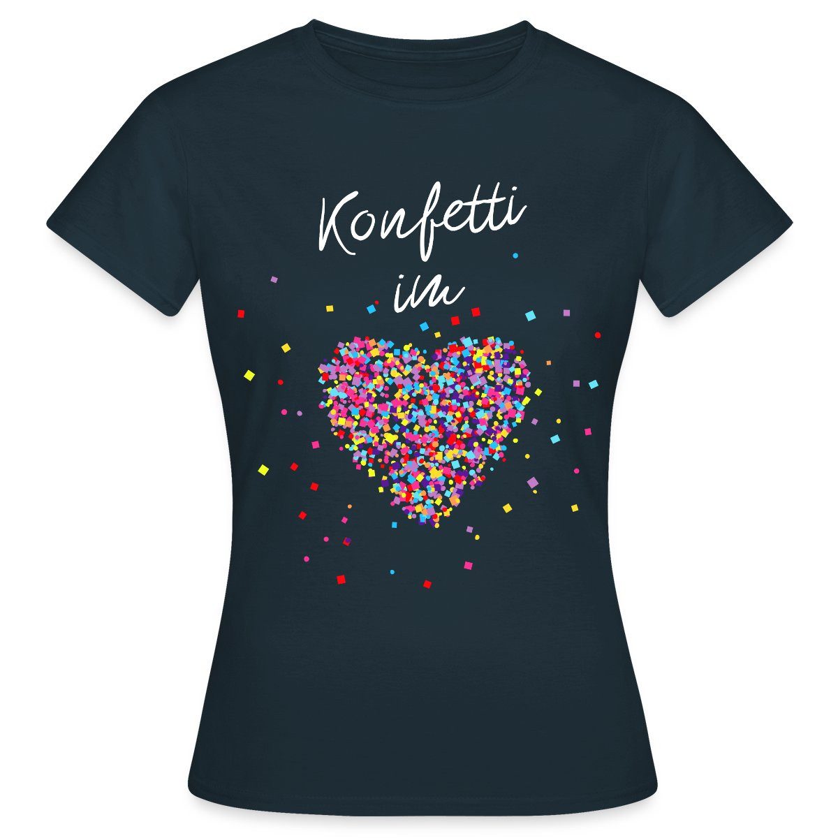 Spreadshirt T-Shirt Konfetti Im Herzen Karneval Fasching Frauen T-Shirt (1- günstig online kaufen