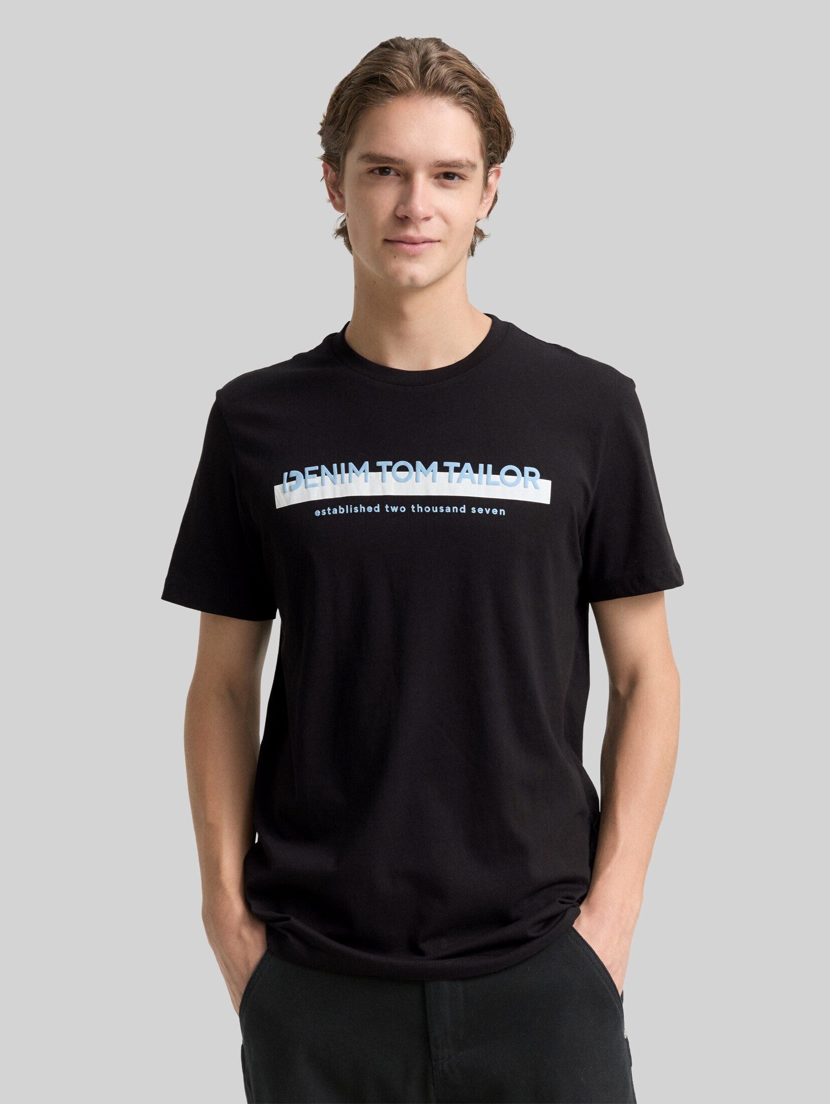TOM TAILOR Denim T-Shirt T-Shirt (im Einserpack) T-Shirt mit Logo-Print
