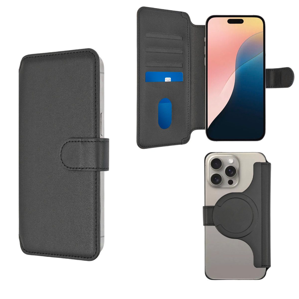 4smarts Flip Case Universal Magnet Wallet CardCaddy XL, MagSafe UltiMag Portemonnaie, RFID Schutz, iPhone 12, 13, 14, 15 Serie