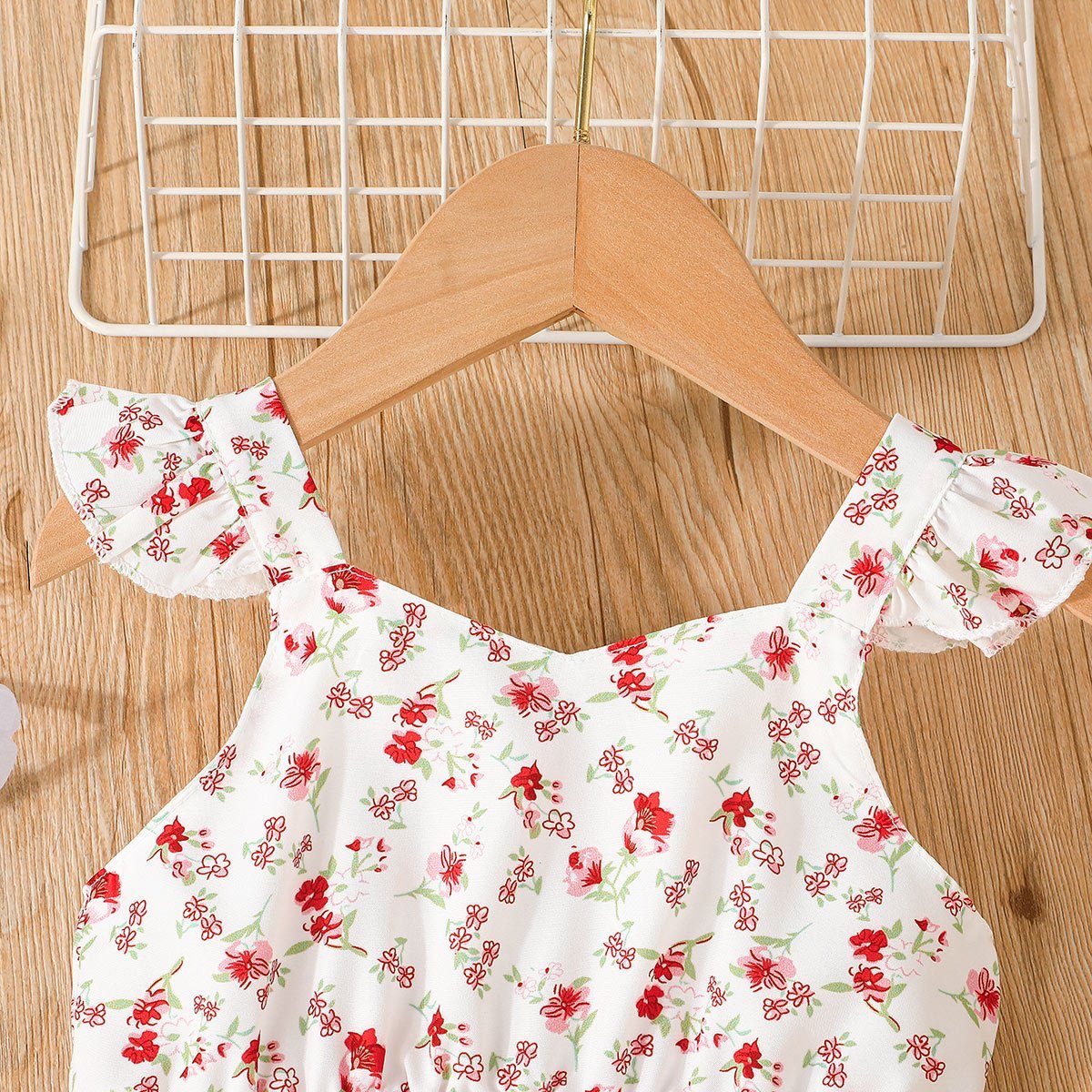 Kinder Mädchen (Gr. 50 - 92) LAPA Strandkleid Baby Mädchen fliegende Ärmel Blumendruck Kleid, A-Linie Kleid