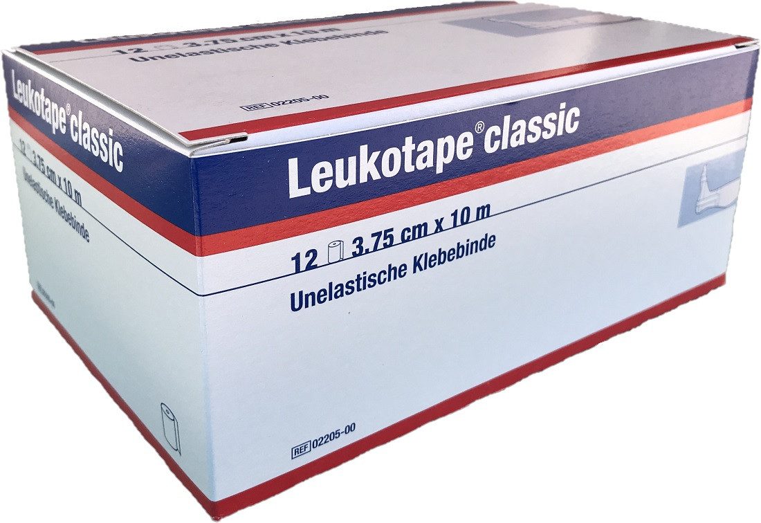 BSN medical GmbH Kinesiologie-Tape Leukotape classic weiß - Unelastische Klebebinde (Kartoninhalt: 12 Rollen, 12-St) 3,75 cm x 10 m