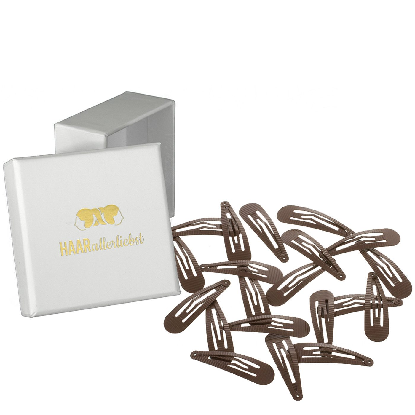HAARallerliebst Haarspange Заколки geriffelt, Spar-Set, 20-tlg., Farbe braun, 5cm lang