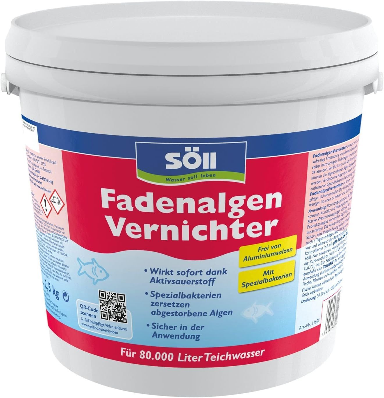 SÖLL Algenbekämpfung Söll Algenentferner 2,5 Kg Fadenalgen Vernichter für 80 Qbm Teichwasse