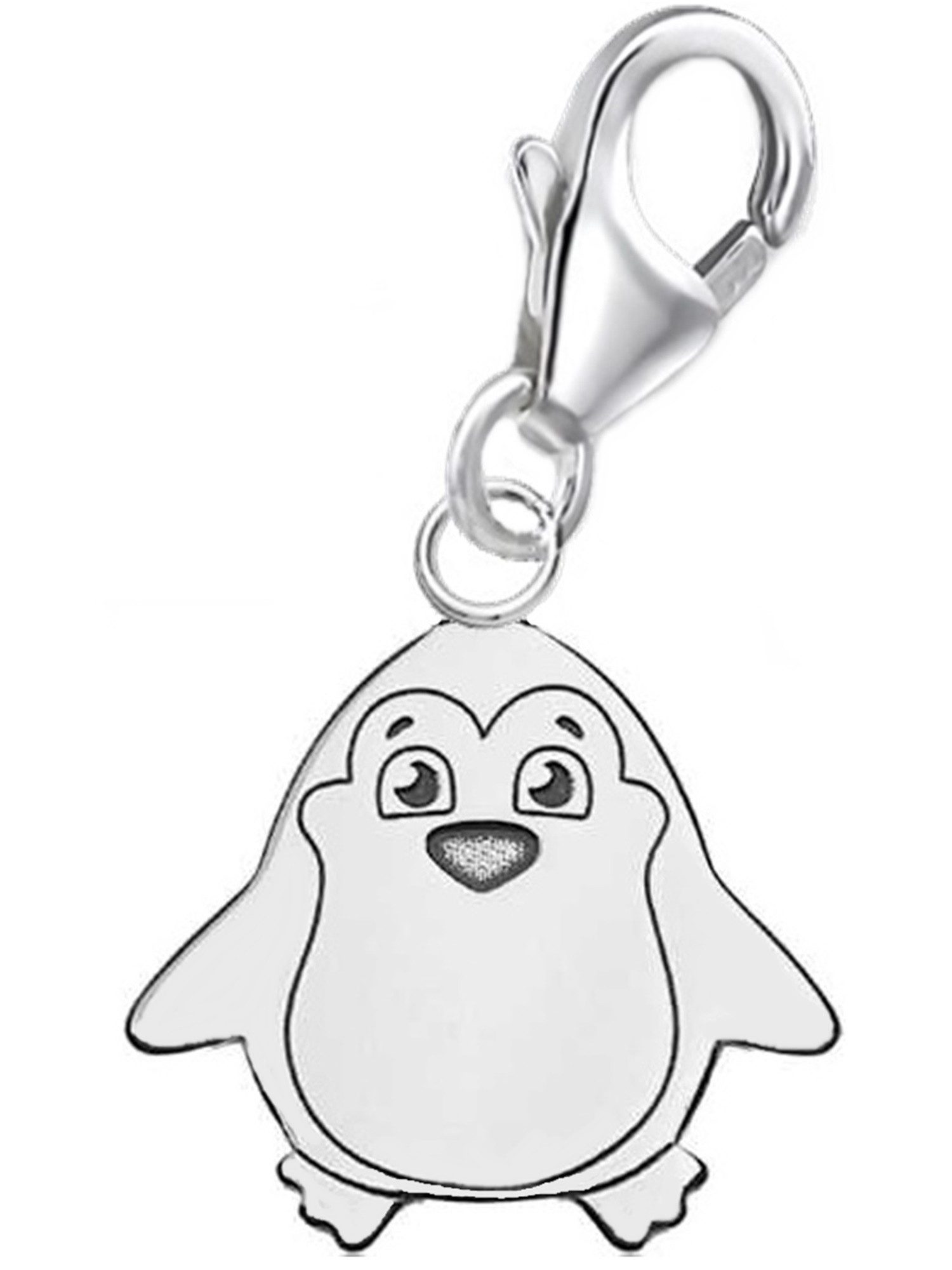 Charm-Einhänger Pinguin Karabiner Charm Anhänger für Bettelarmband 925 Silber