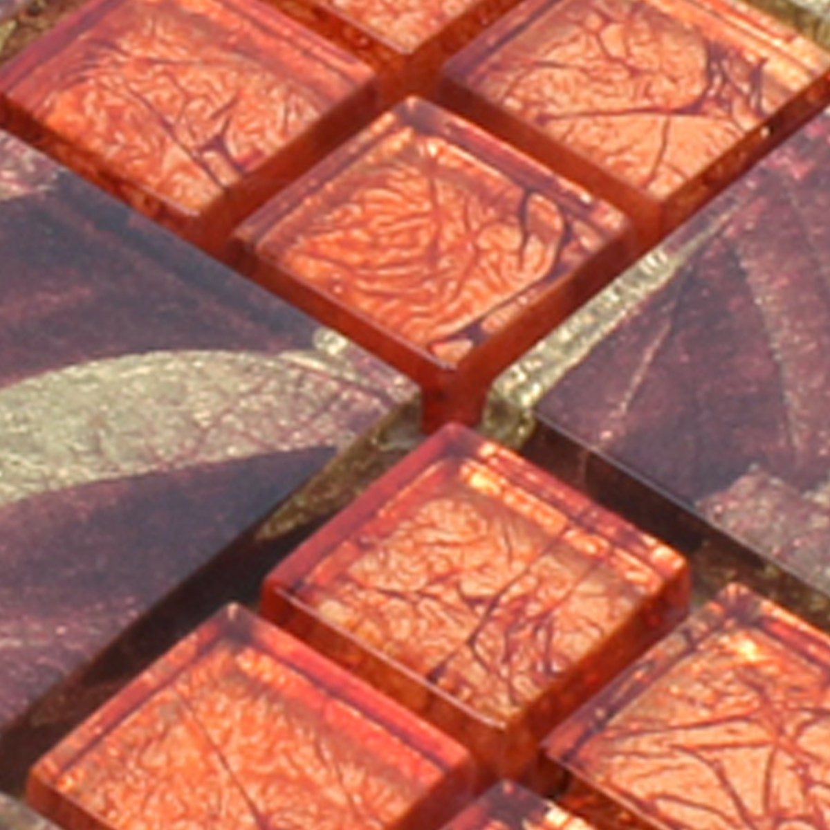 Mosafil Mosaikfliesen Glasmosaik Fliesen Firebird, Glas 30.000x30.000, gold-orange, Verlegefertig auf ein Netz geklebt - Wasserfest